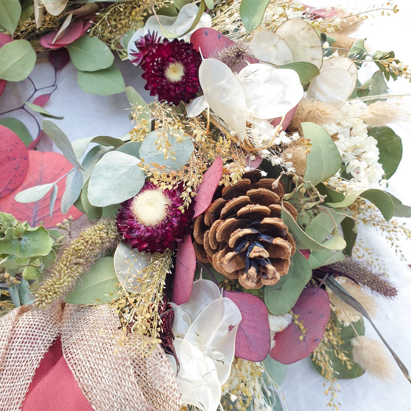 "Christmas Cottage" Dried Eucalyptus Festive Wreath