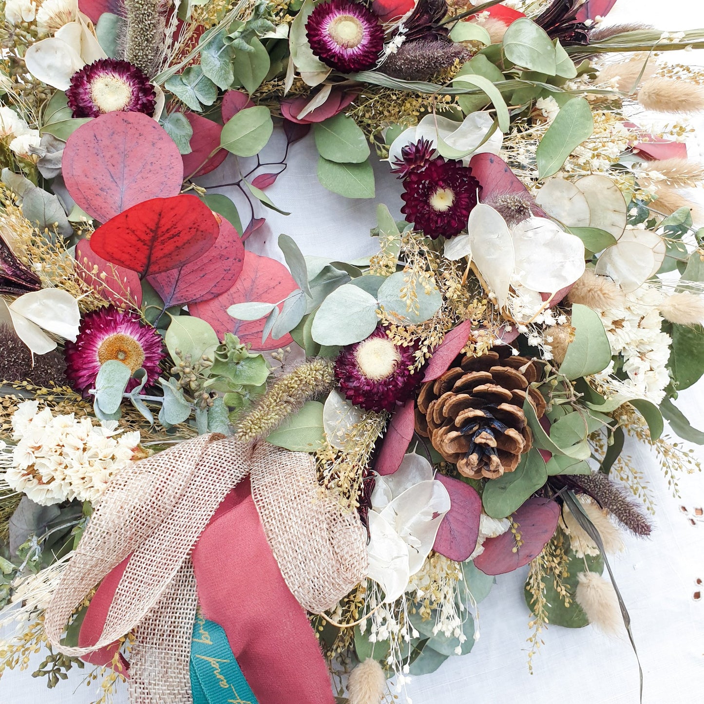 "Christmas Cottage" Dried Eucalyptus Festive Wreath