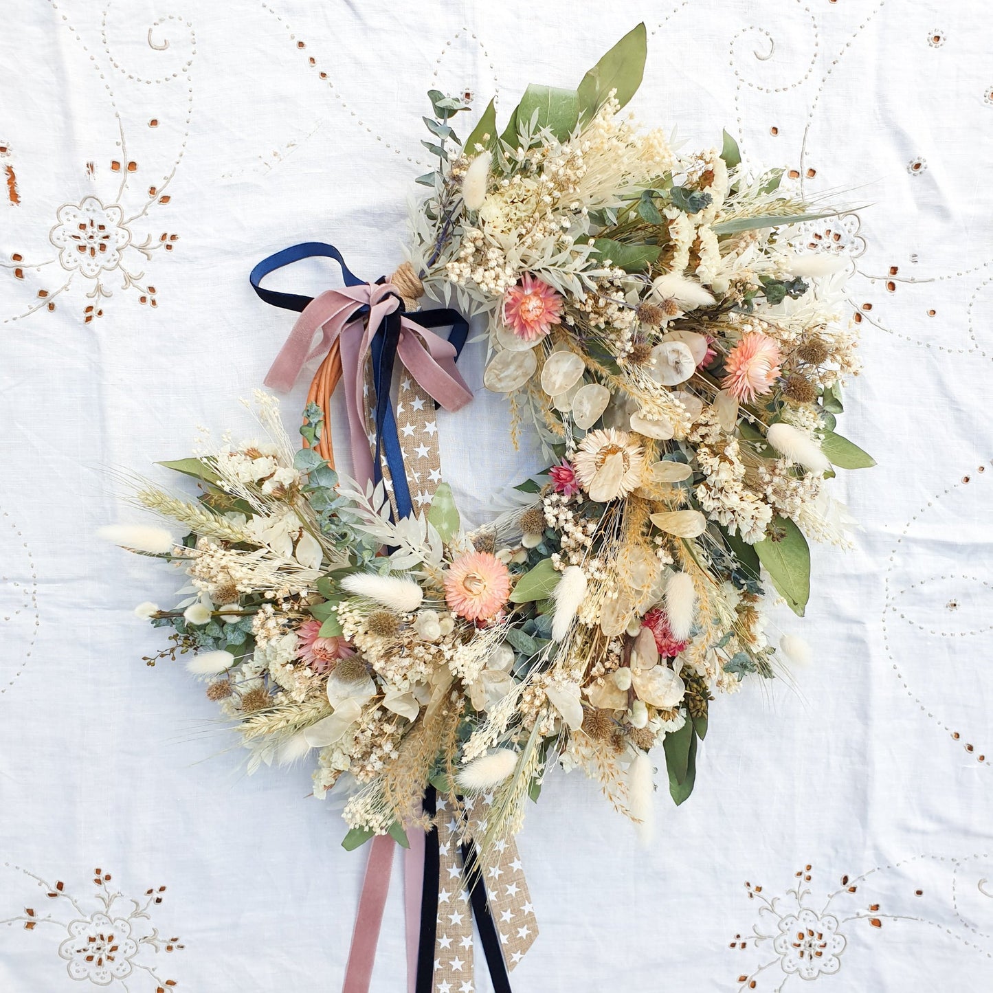 "Moonlight Meadows" Dried Eucalyptus Pastel Wreath - Lytton Rose Botanical