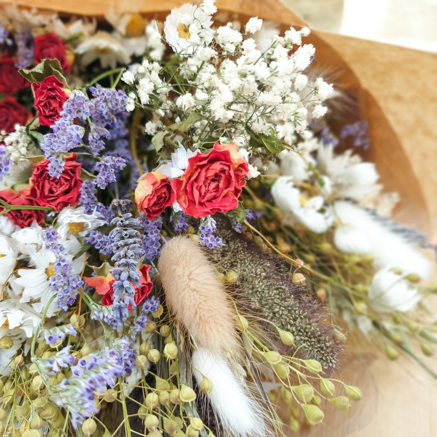 "Cottage Garden" Large Dried Flower Bouquet -Orange - Lytton Rose Botanical