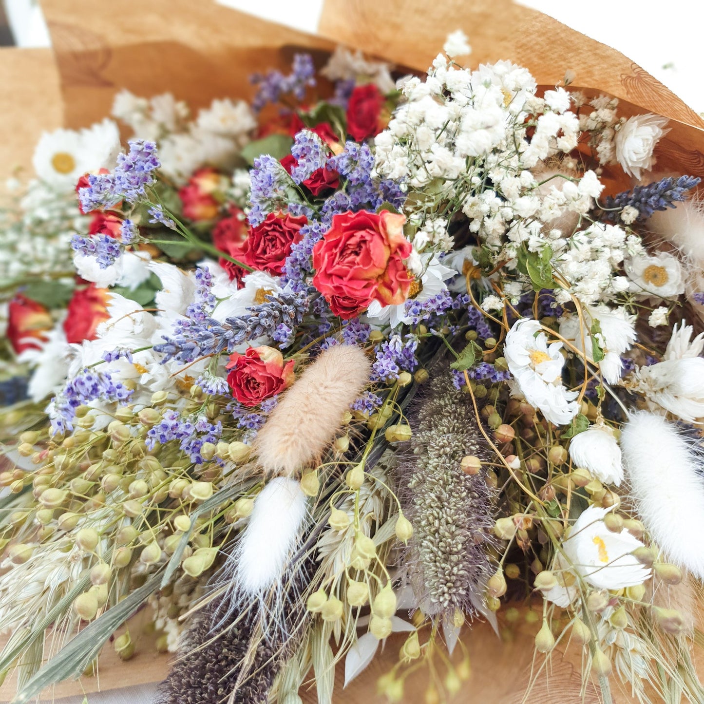 "Cottage Garden" Large Dried Flower Bouquet -Orange - Lytton Rose Botanical