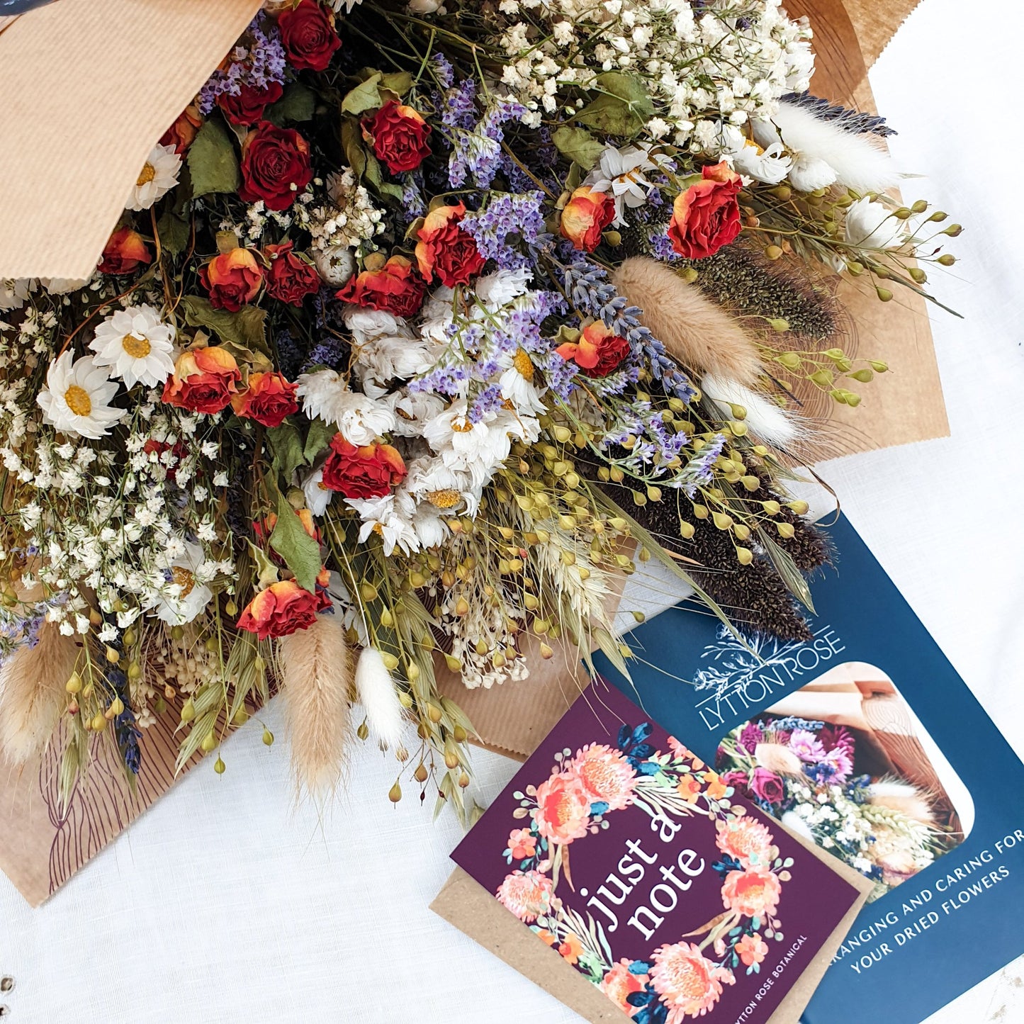 "Cottage Garden" Large Dried Flower Bouquet -Orange - Lytton Rose Botanical