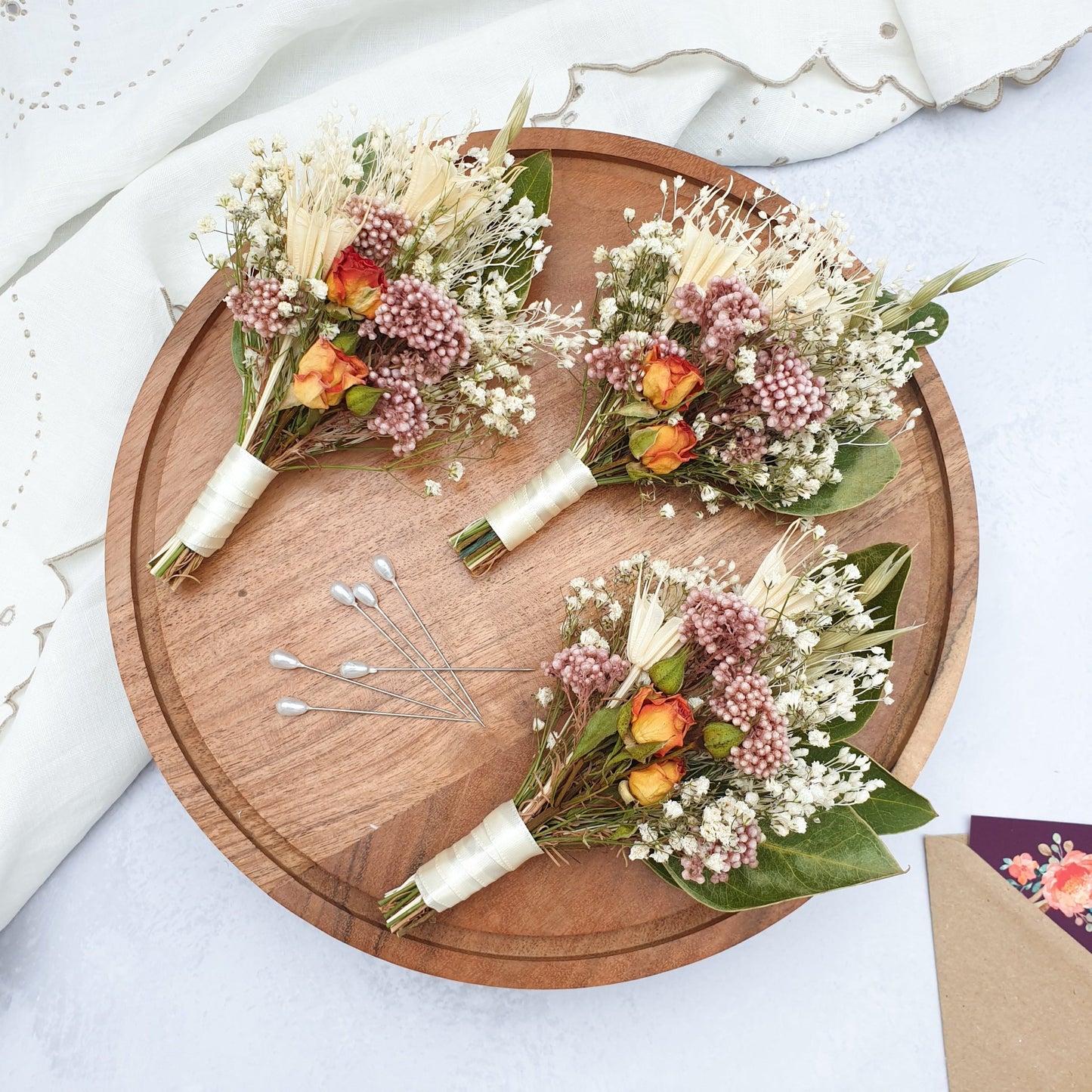 "Snowdonia Sunrise" Dried Flower Buttonhole - Lytton Rose Botanical