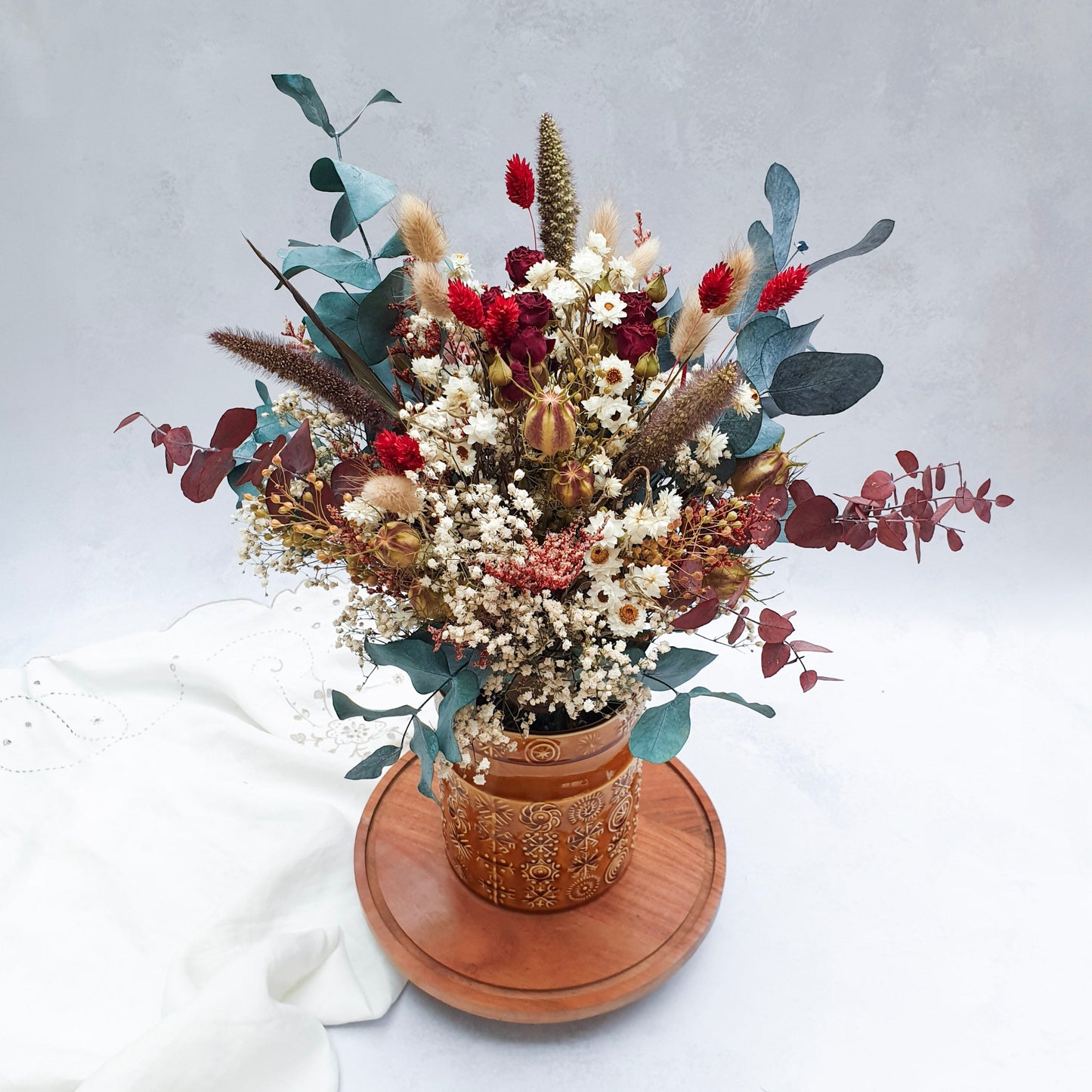 "Woodland Whispers" Preserved Eucalyptus & Dried Roses Bouquet