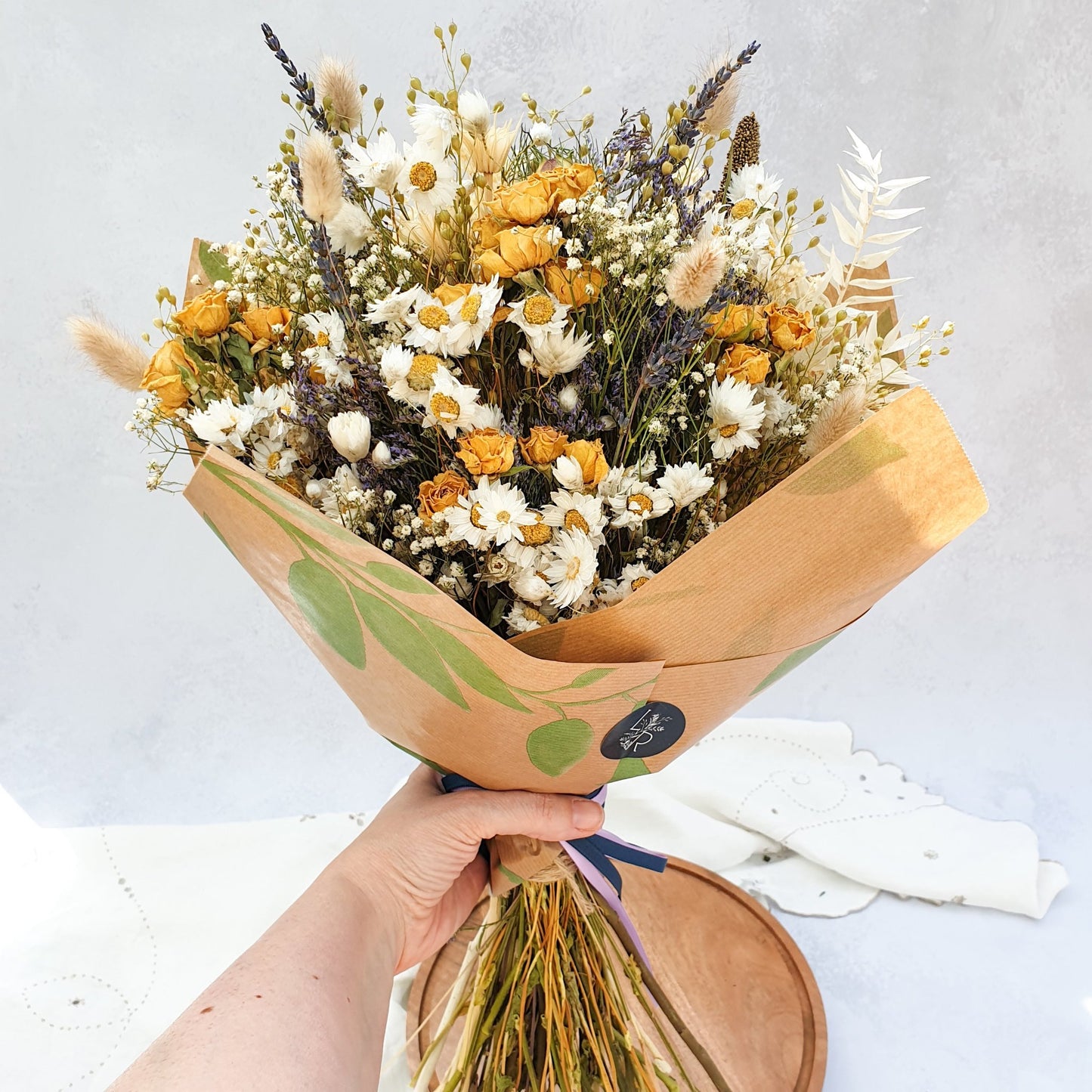 "Cottage Garden" Large Dried Flower Bouquet- Yellow - Lytton Rose Botanical