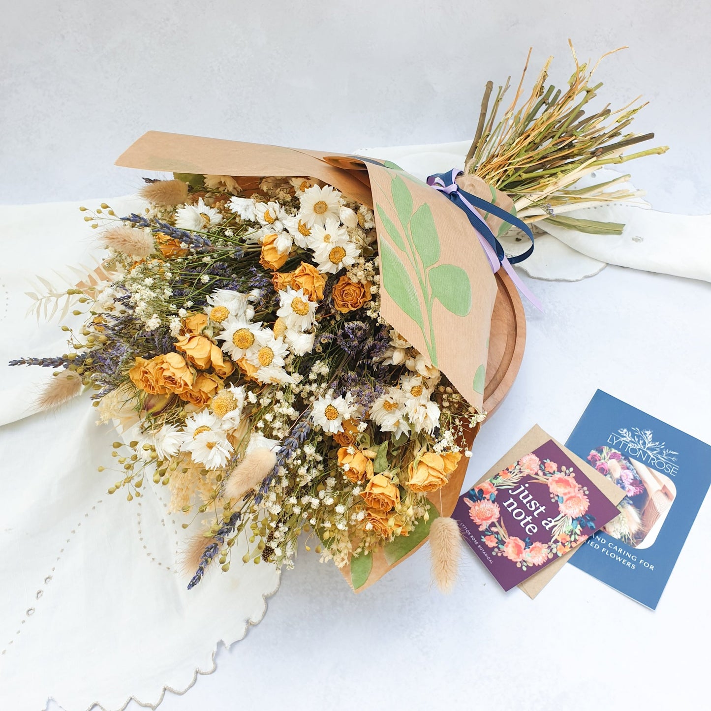 "Cottage Garden" Large Dried Flower Bouquet- Yellow - Lytton Rose Botanical
