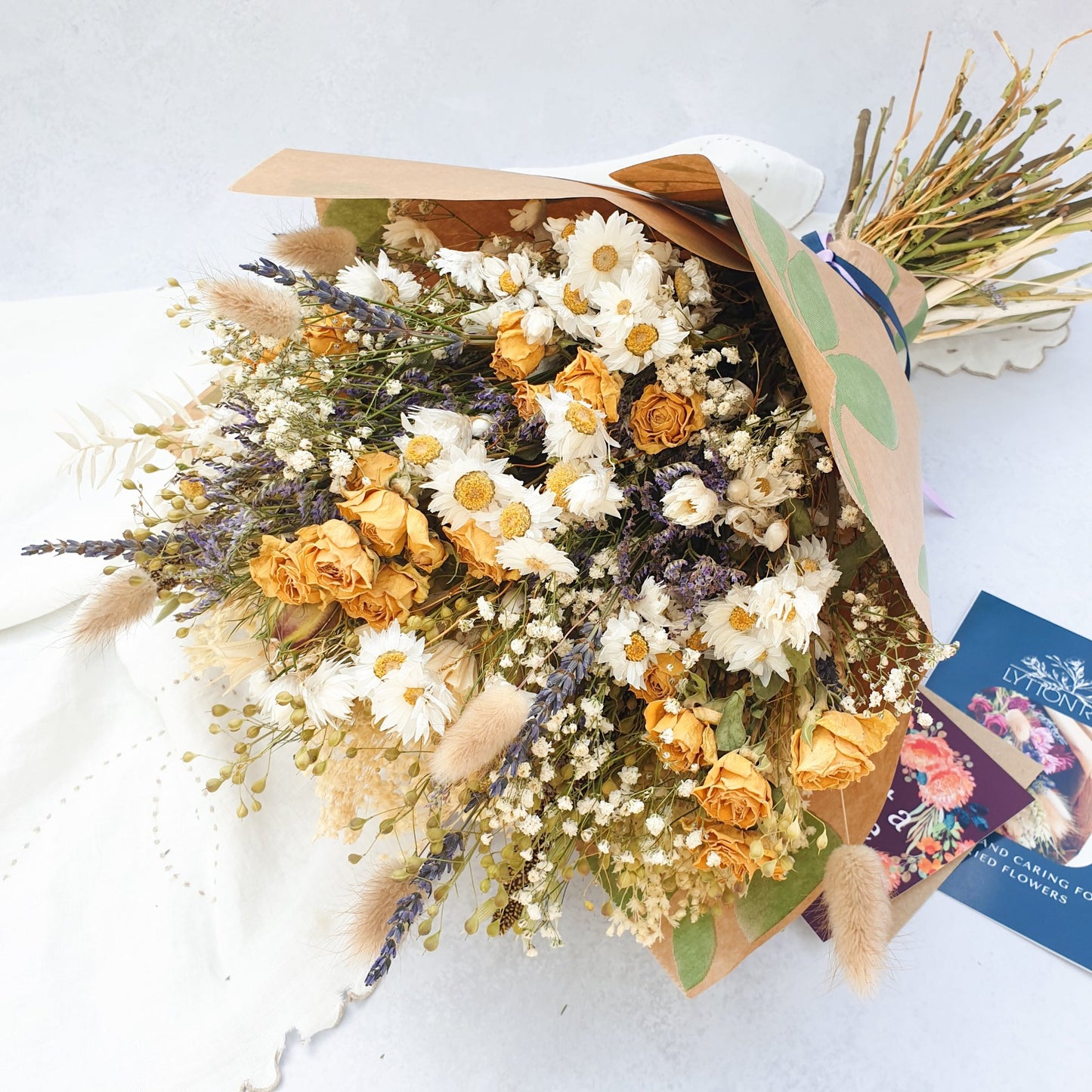 "Cottage Garden" Large Dried Flower Bouquet- Yellow - Lytton Rose Botanical
