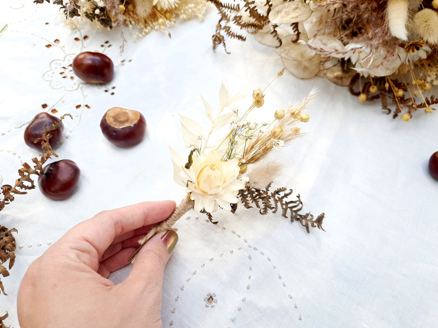 "Love In A Mist" Dried Flower Buttonhole - Lytton Rose Botanical