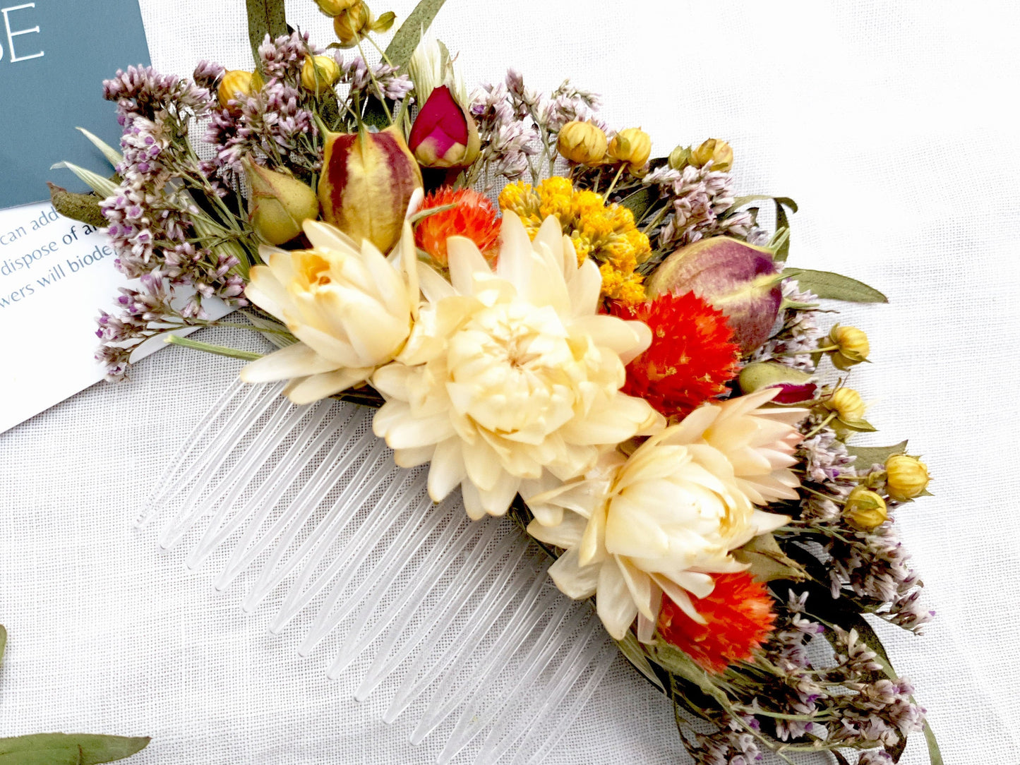 "Paradise Garden" Dried Flower Hair Comb - Lytton Rose Botanical