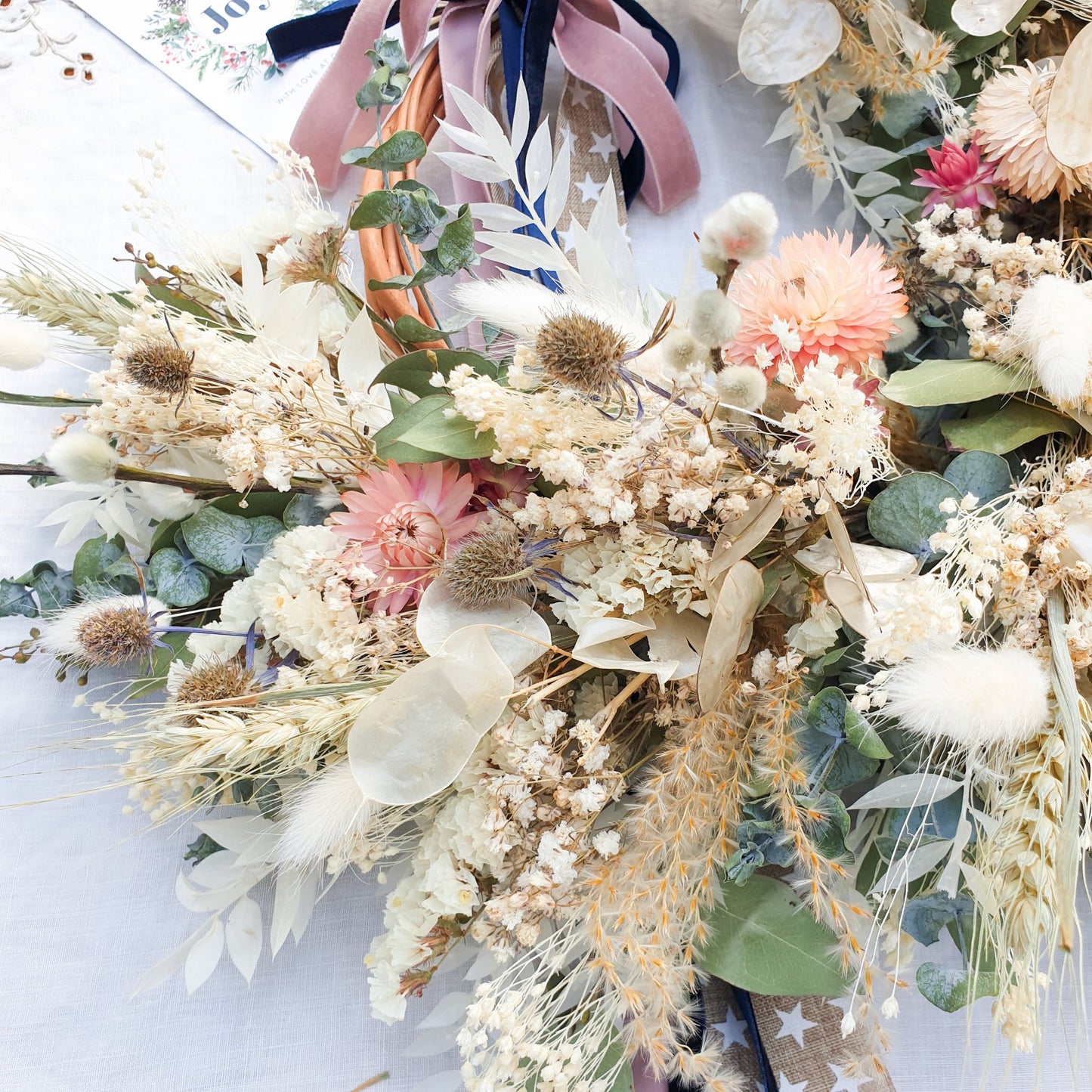 "Moonlight Meadows" Dried Eucalyptus Pastel Wreath - Lytton Rose Botanical
