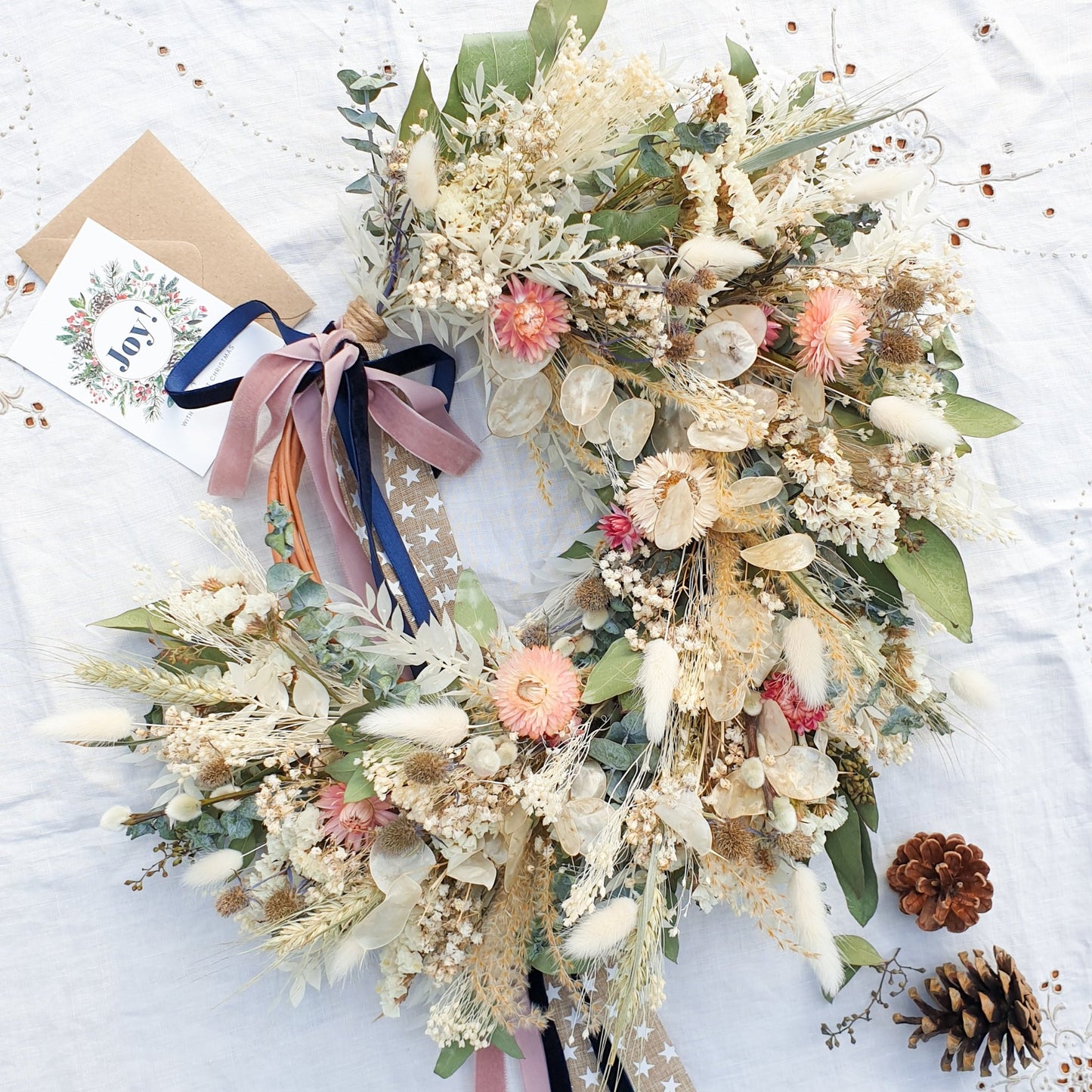 "Moonlight Meadows" Dried Eucalyptus Pastel Wreath - Lytton Rose Botanical