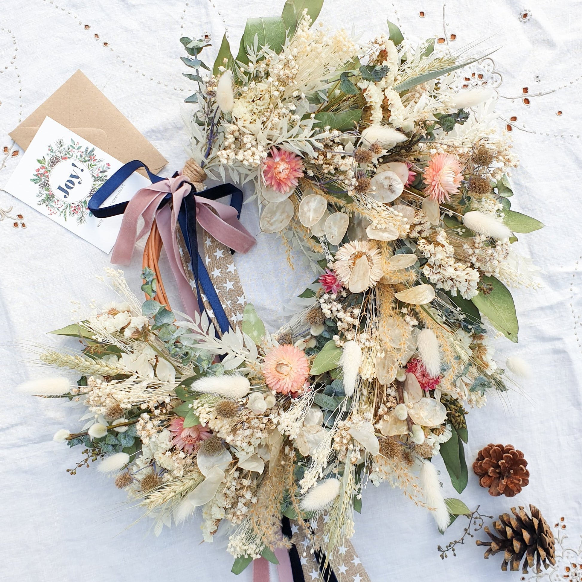 "Moonlight Meadows" Dried Eucalyptus Pastel Wreath - Lytton Rose Botanical