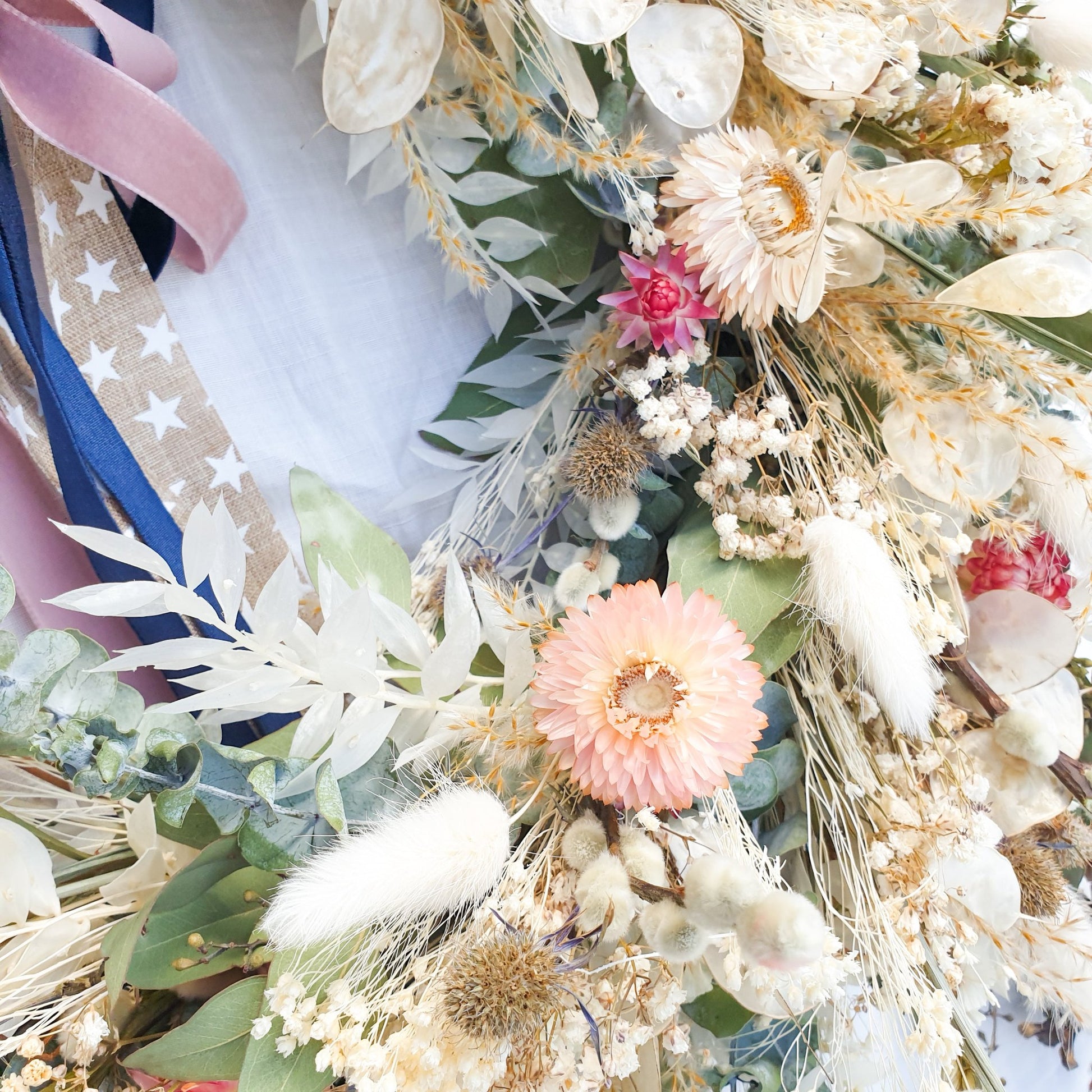 "Moonlight Meadows" Dried Eucalyptus Pastel Wreath - Lytton Rose Botanical