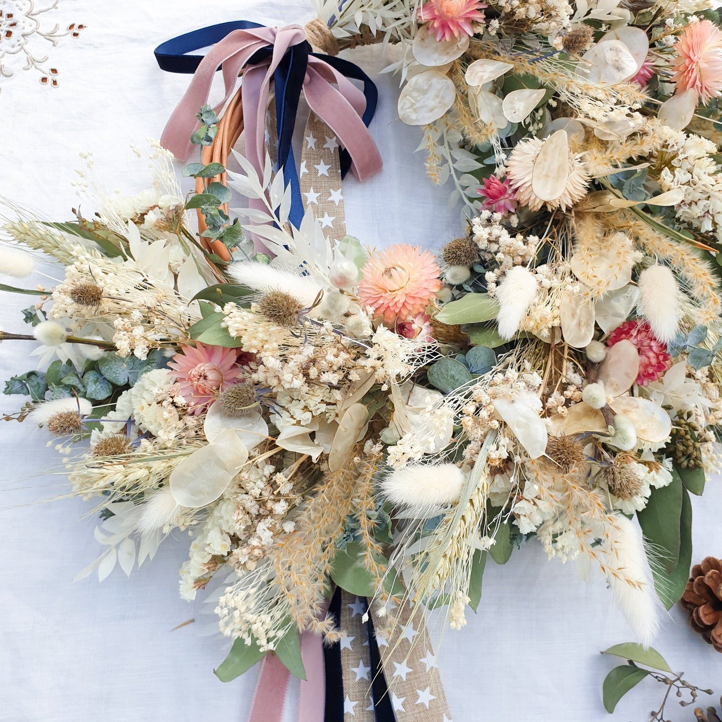"Moonlight Meadows" Dried Eucalyptus Pastel Wreath - Lytton Rose Botanical