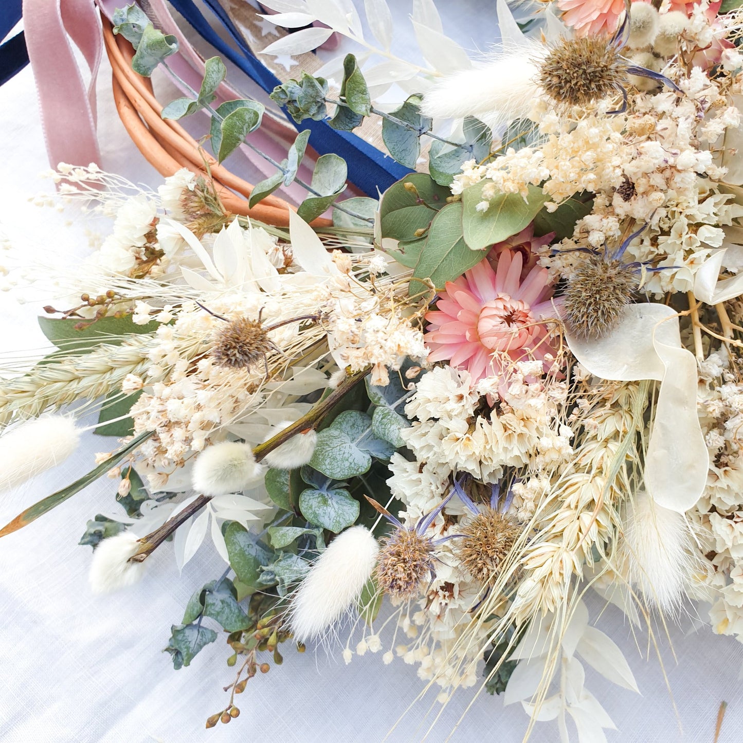 "Moonlight Meadows" Dried Eucalyptus Pastel Wreath