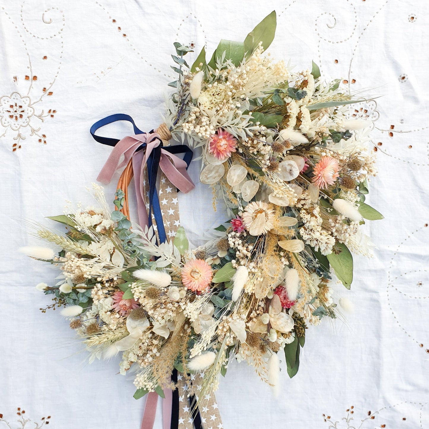 "Moonlight Meadows" Dried Eucalyptus Pastel Wreath - Lytton Rose Botanical