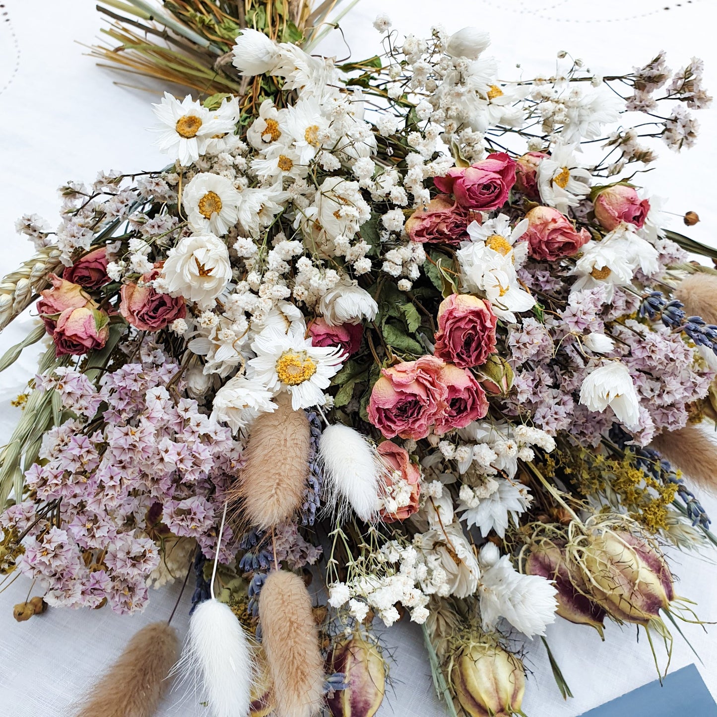 "Cottage Garden" Large Dried Flower Bouquet -Pink