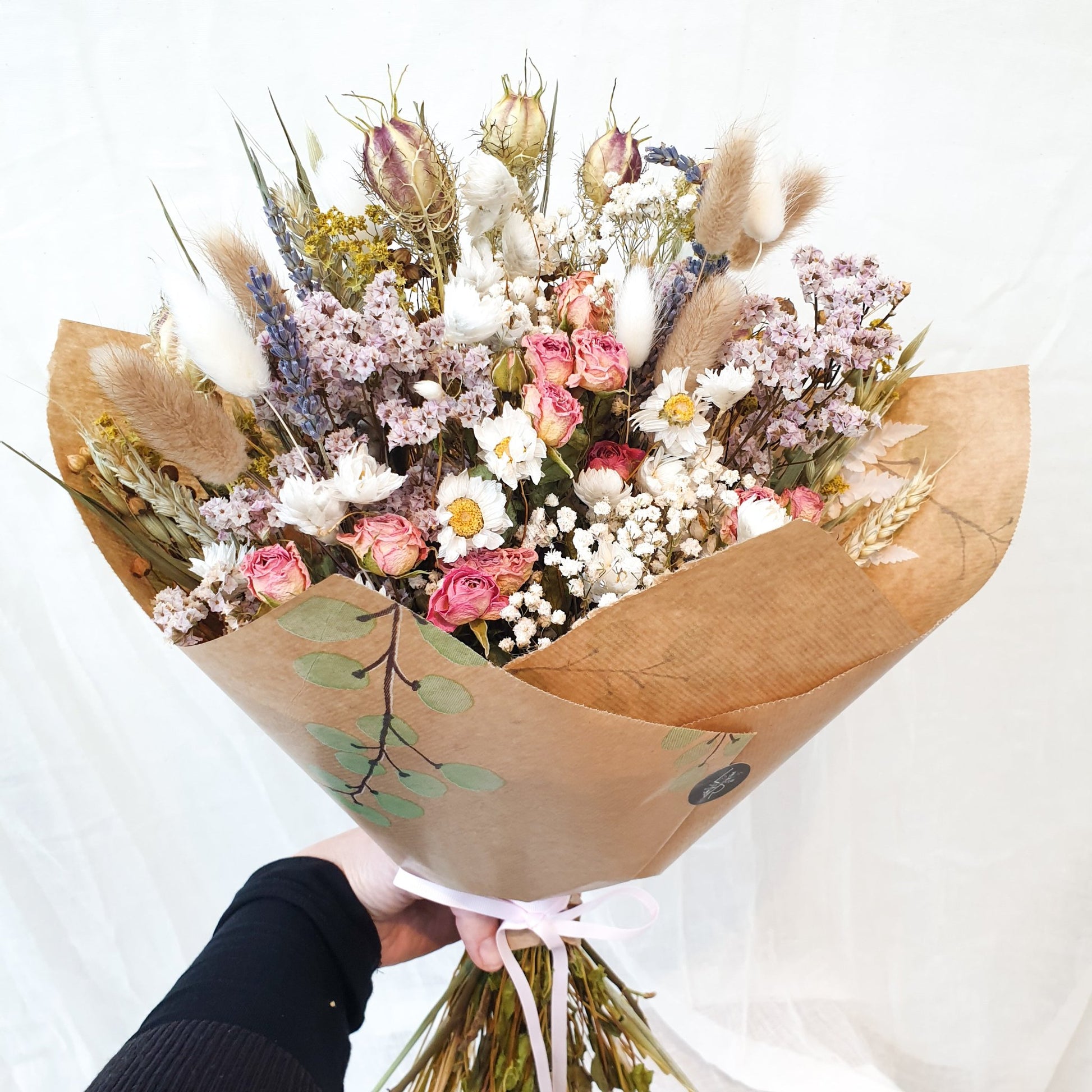 "Cottage Garden" Large Dried Flower Bouquet -Pink - Lytton Rose Botanical