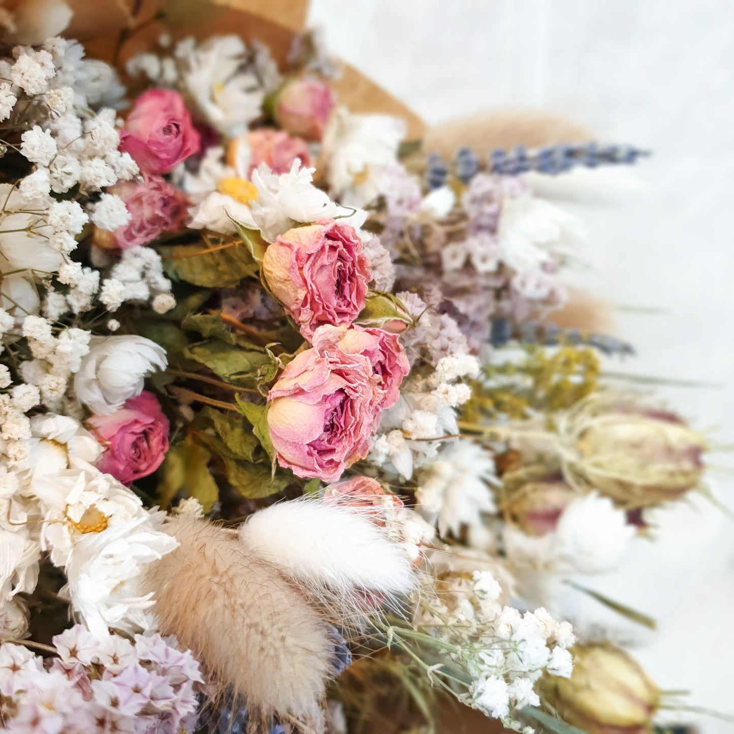 "Cottage Garden" Large Dried Flower Bouquet -Pink