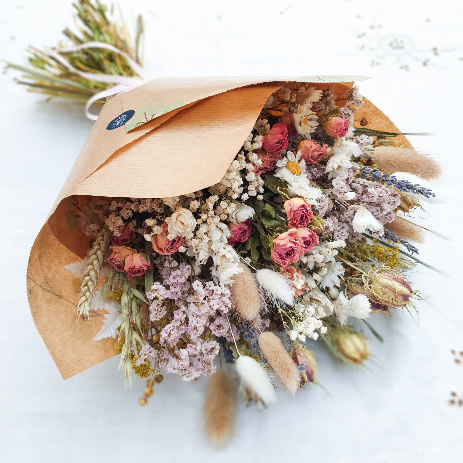 "Cottage Garden" Large Dried Flower Bouquet -Pink - Lytton Rose Botanical