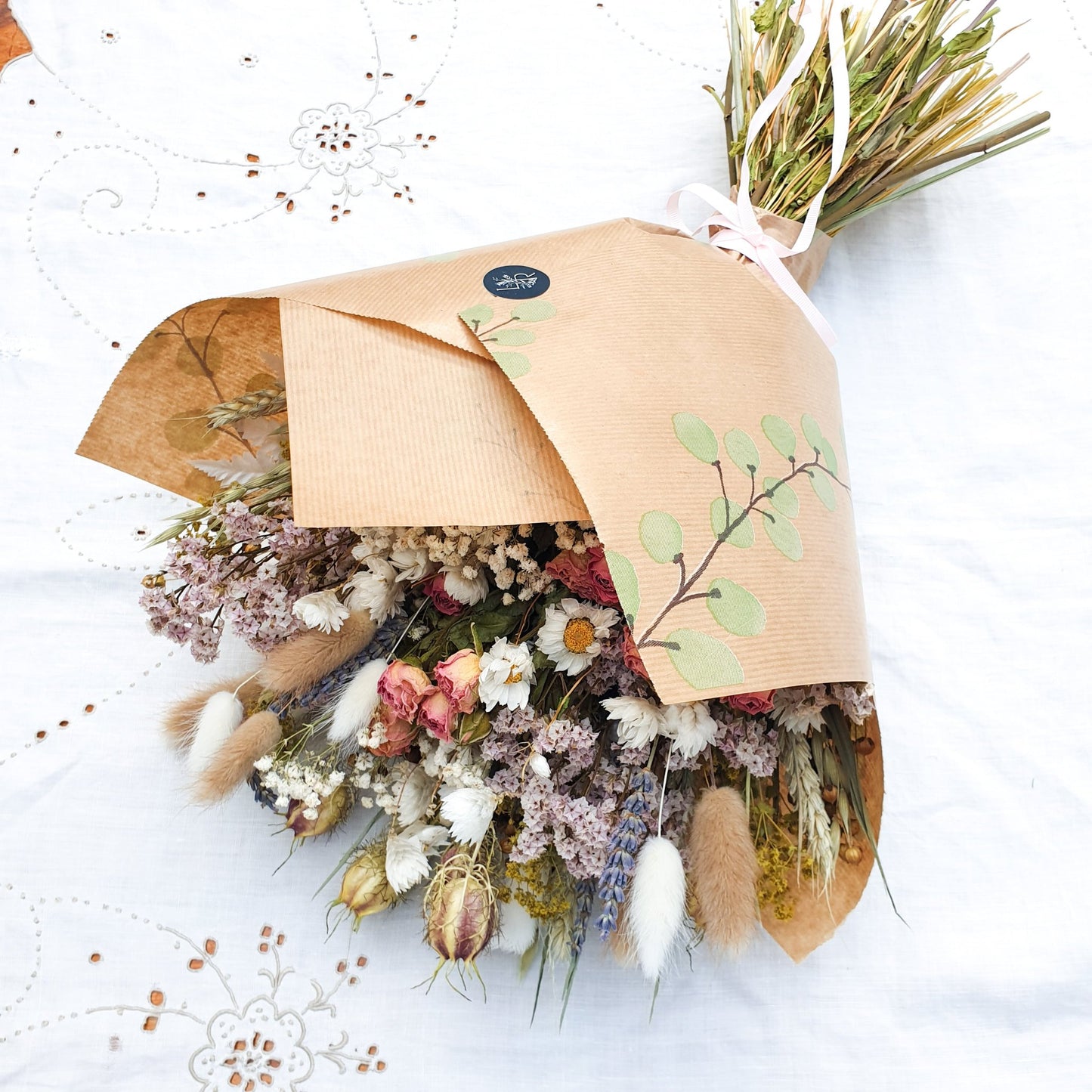 "Cottage Garden" Large Dried Flower Bouquet -Pink