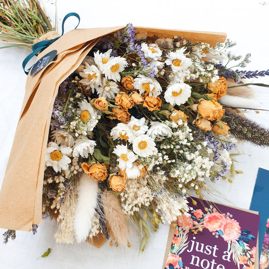 "Cottage Garden" Dried Flower Bouquet -Yellow