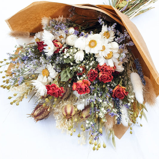 "Cottage Garden" Dried Flower Bouquet -Orange