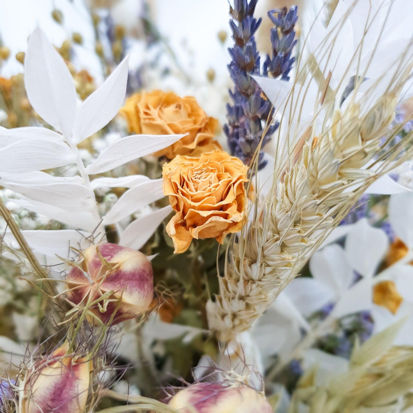 "Cottage Garden" Large Dried Flower Bouquet- Yellow Handtie