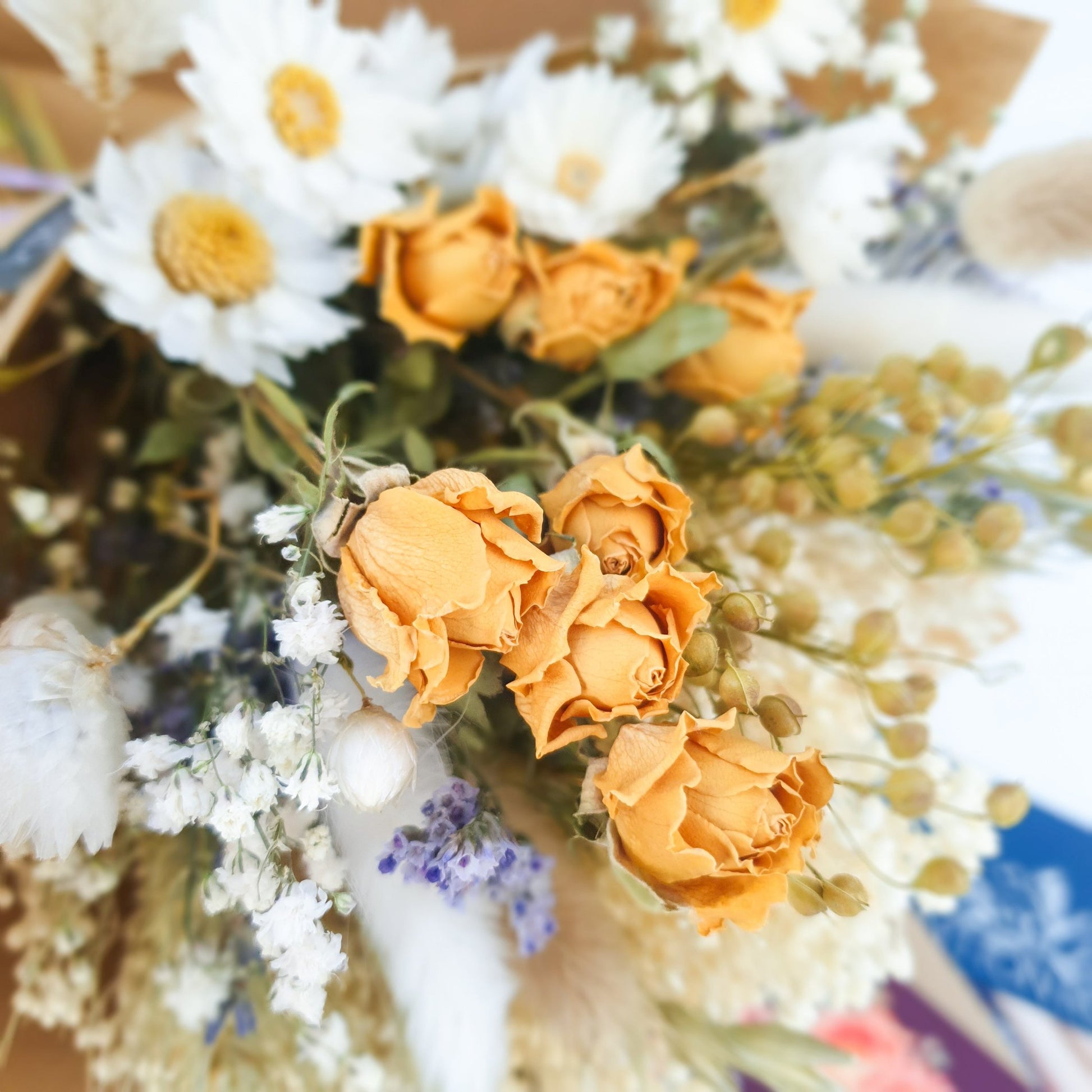 "Cottage Garden" Mini Dried Flower Bouquet- Yellow - Lytton Rose Botanical