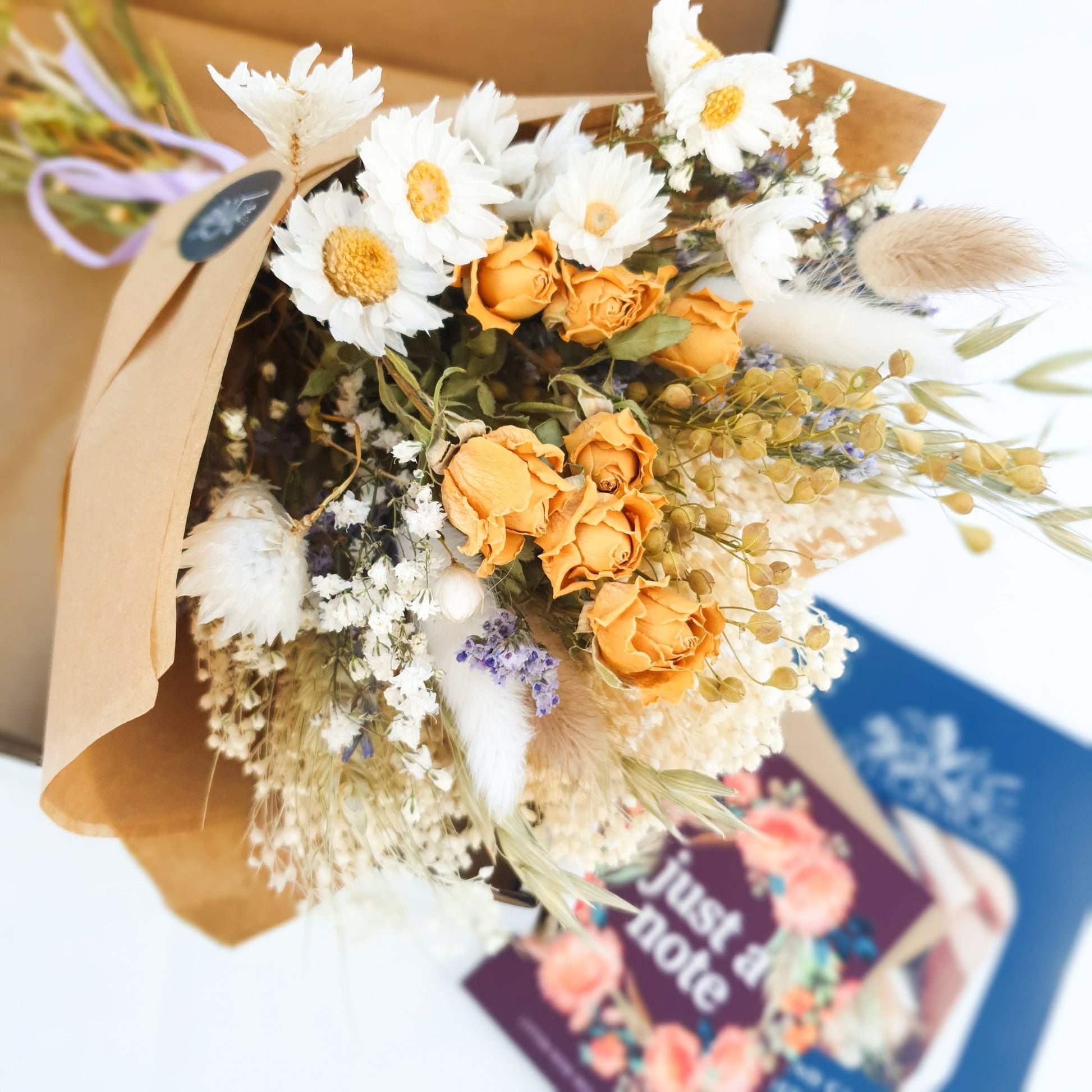"Cottage Garden" Mini Dried Flower Bouquet- Yellow - Lytton Rose Botanical