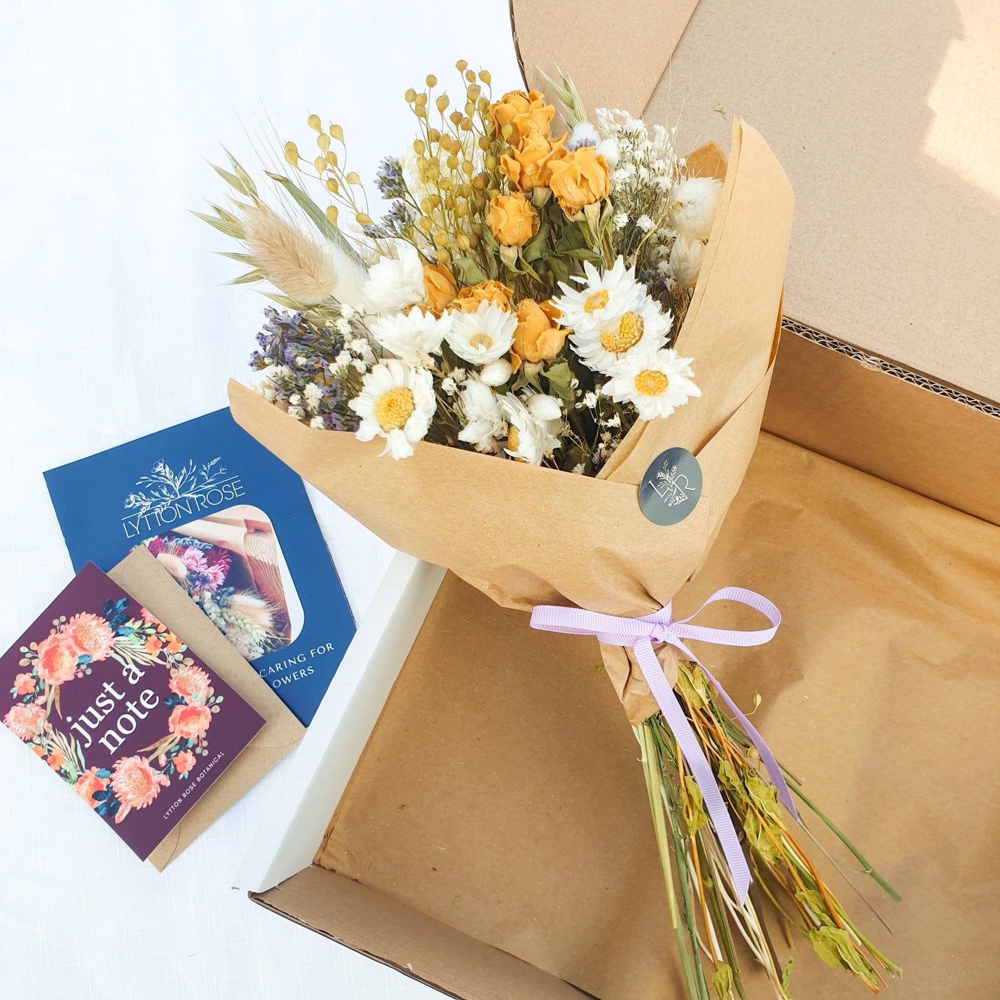 "Cottage Garden" Mini Dried Flower Bouquet- Yellow - Lytton Rose Botanical