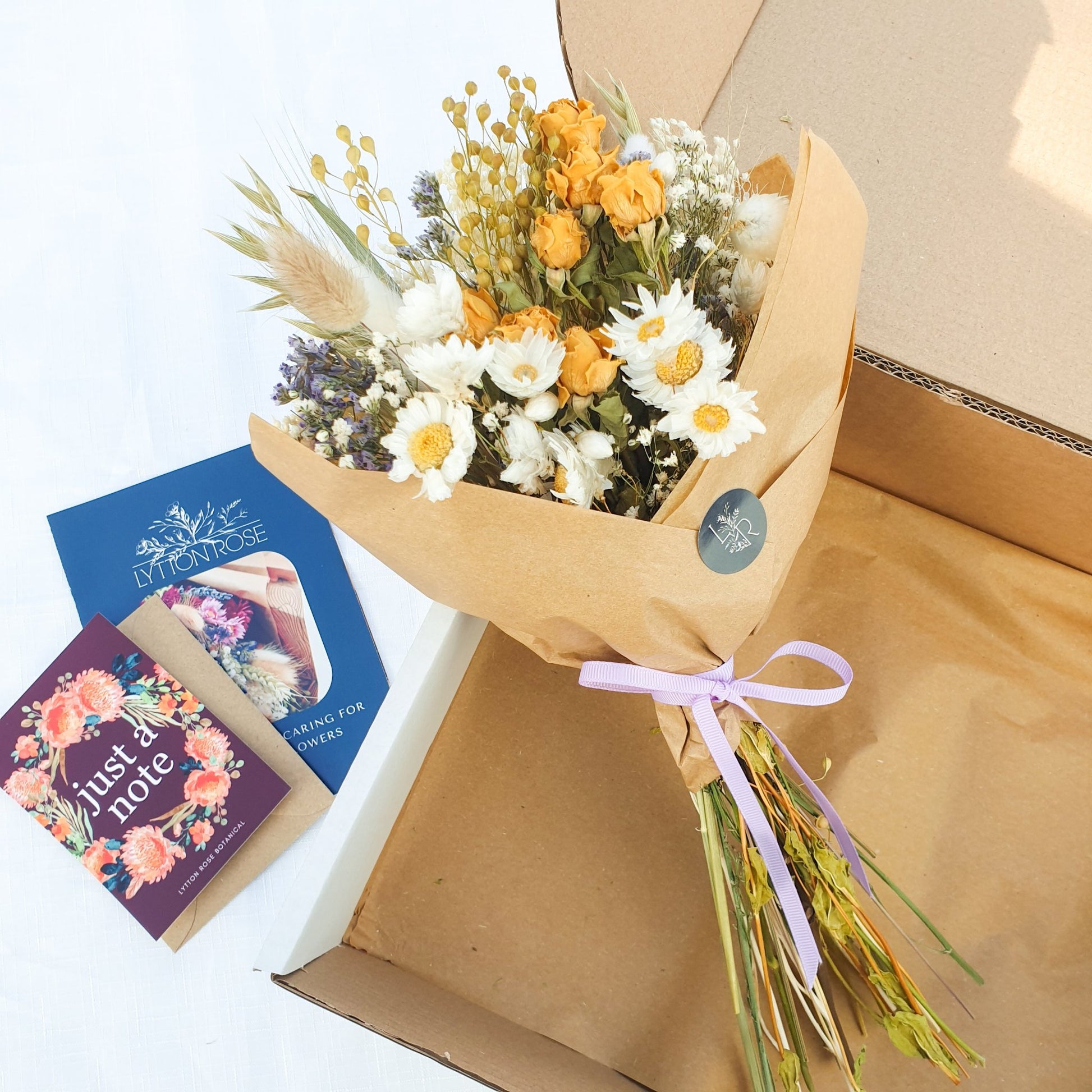 "Cottage Garden" Mini Dried Flower Bouquet- Yellow - Lytton Rose Botanical