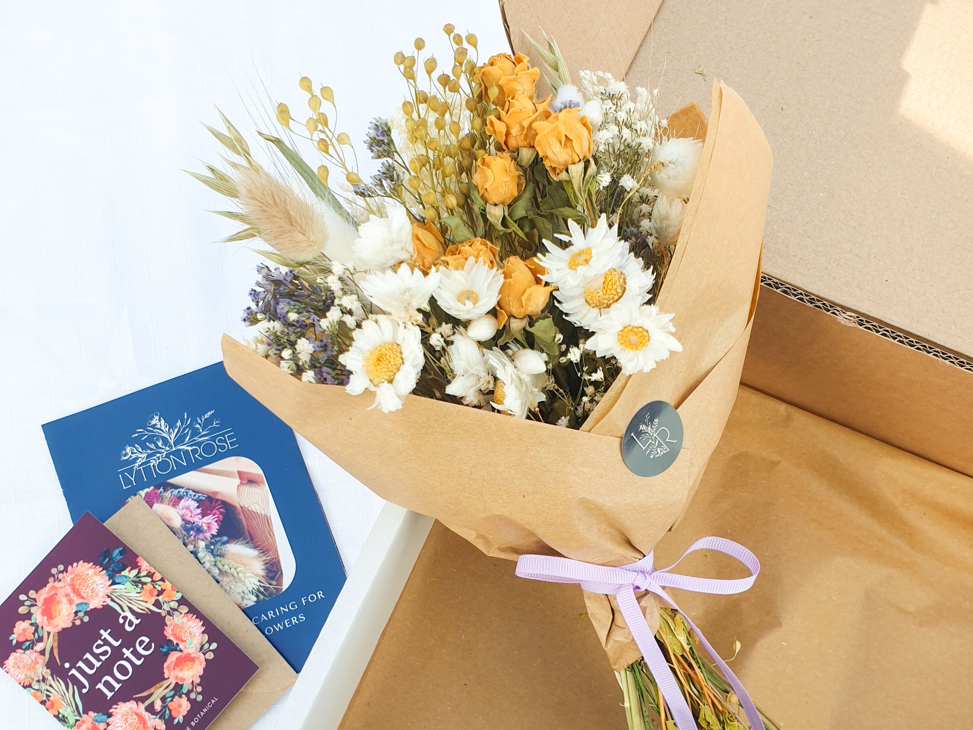 "Cottage Garden" Mini Dried Flower Bouquet- Yellow - Lytton Rose Botanical