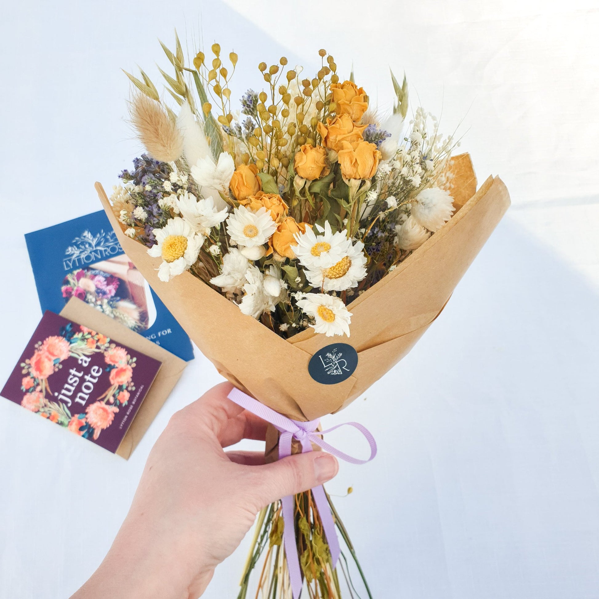 "Cottage Garden" Mini Dried Flower Bouquet- Yellow - Lytton Rose Botanical