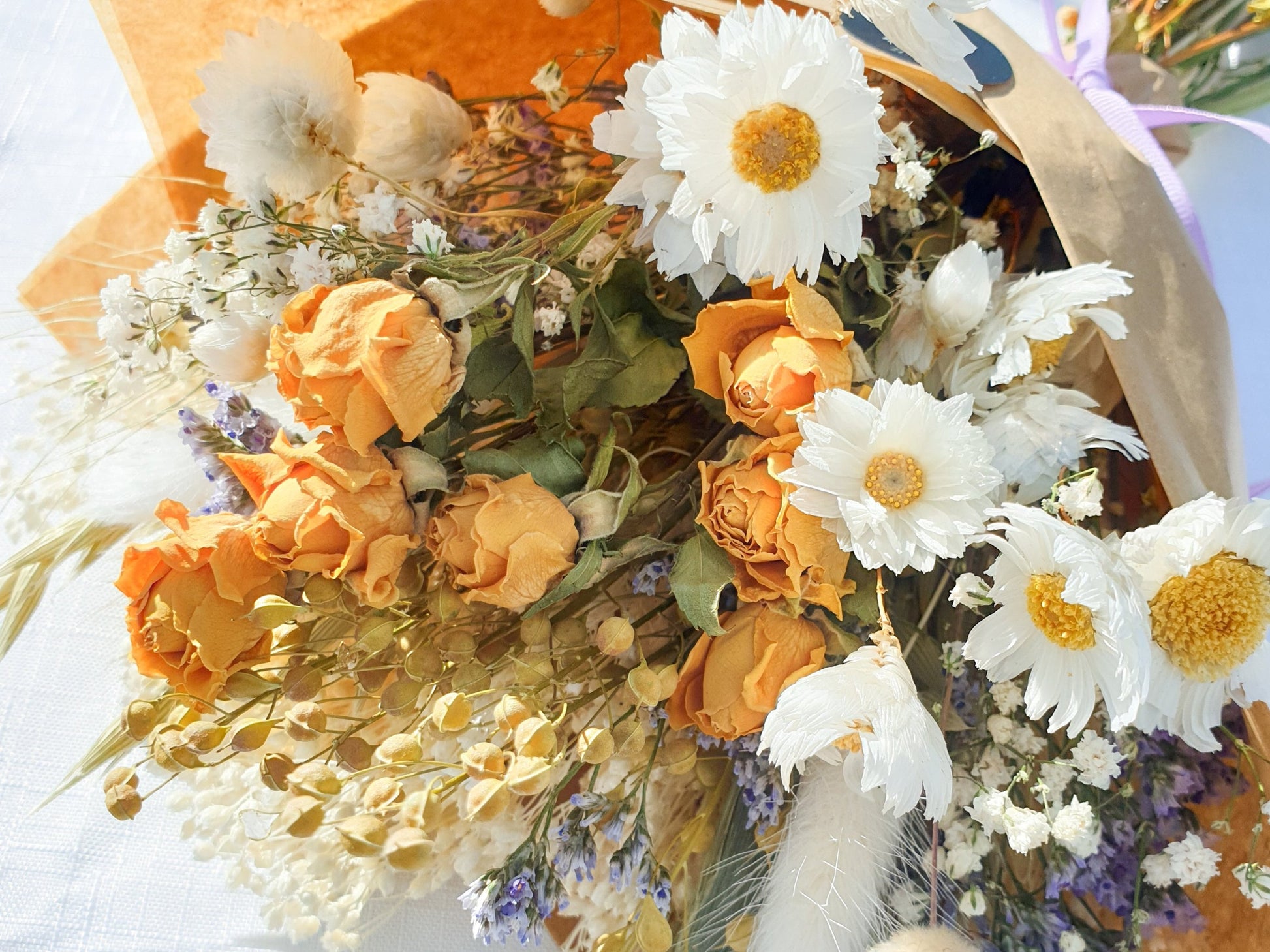 "Cottage Garden" Mini Dried Flower Bouquet- Yellow - Lytton Rose Botanical
