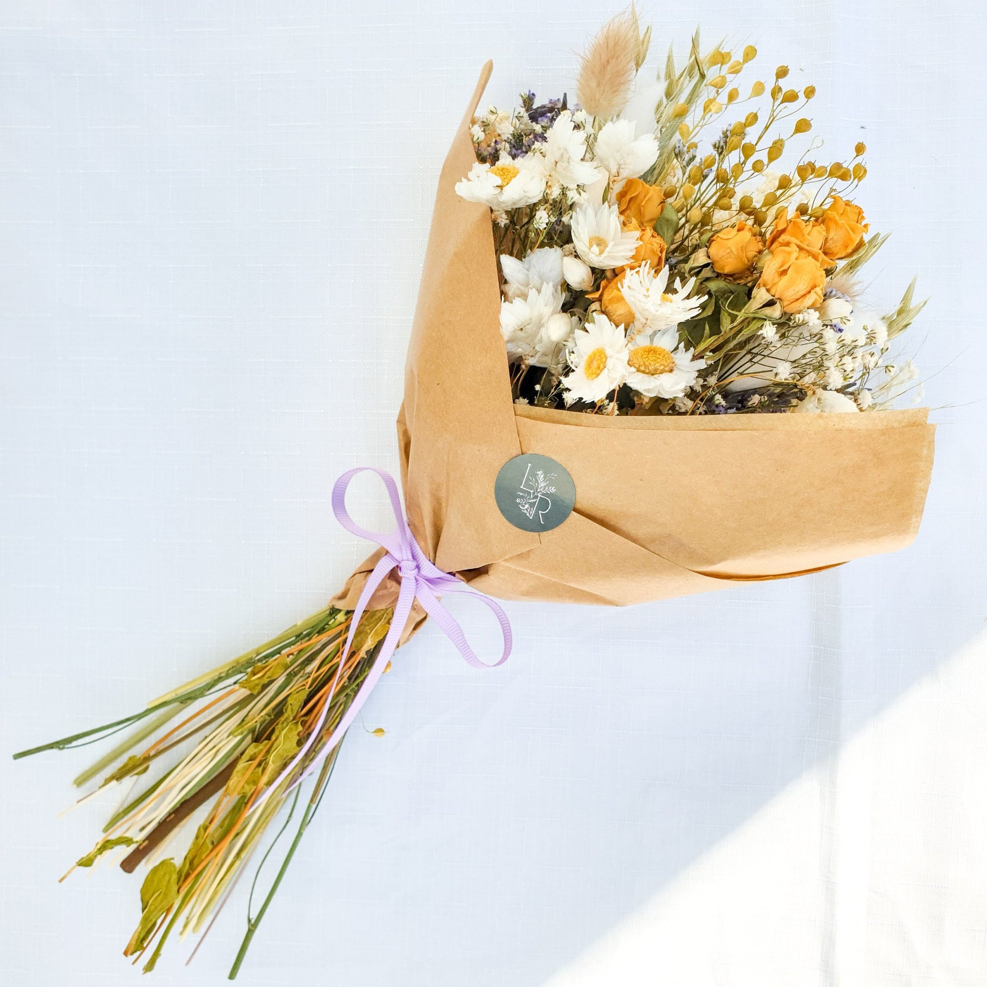 "Cottage Garden" Mini Dried Flower Bouquet- Yellow - Lytton Rose Botanical