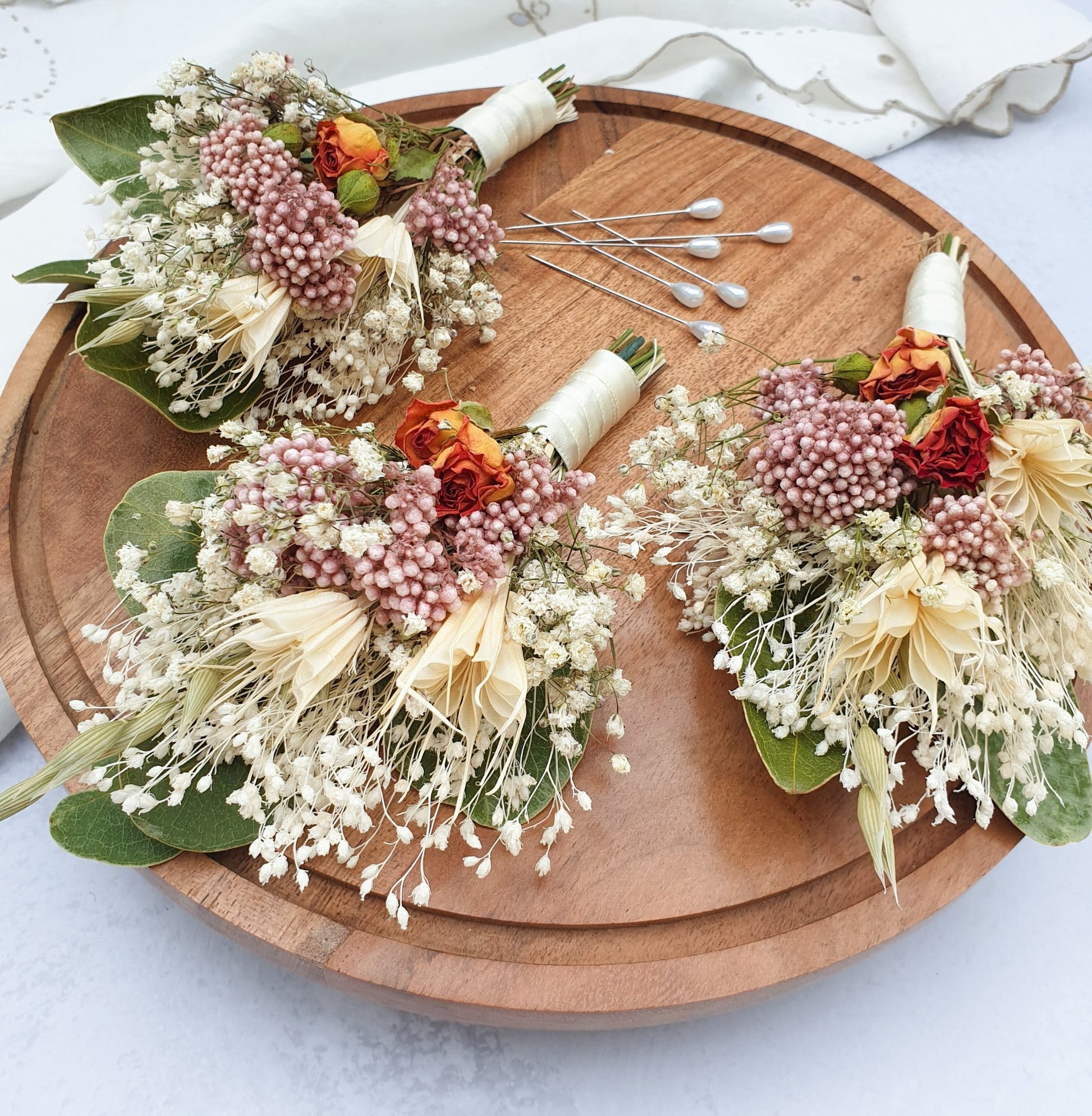 "Snowdonia Sunrise" Dried Flower Buttonhole - Lytton Rose Botanical
