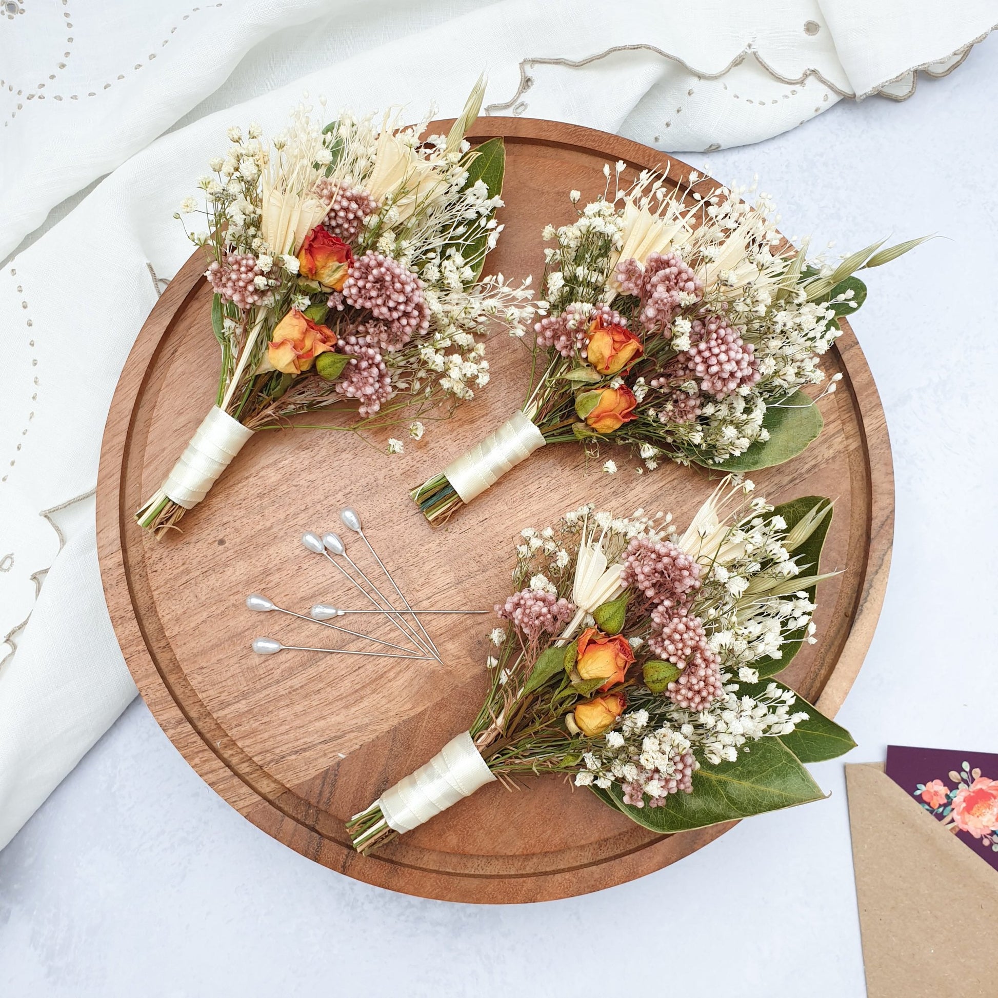 "Snowdonia Sunrise" Dried Flower Buttonhole - Lytton Rose Botanical
