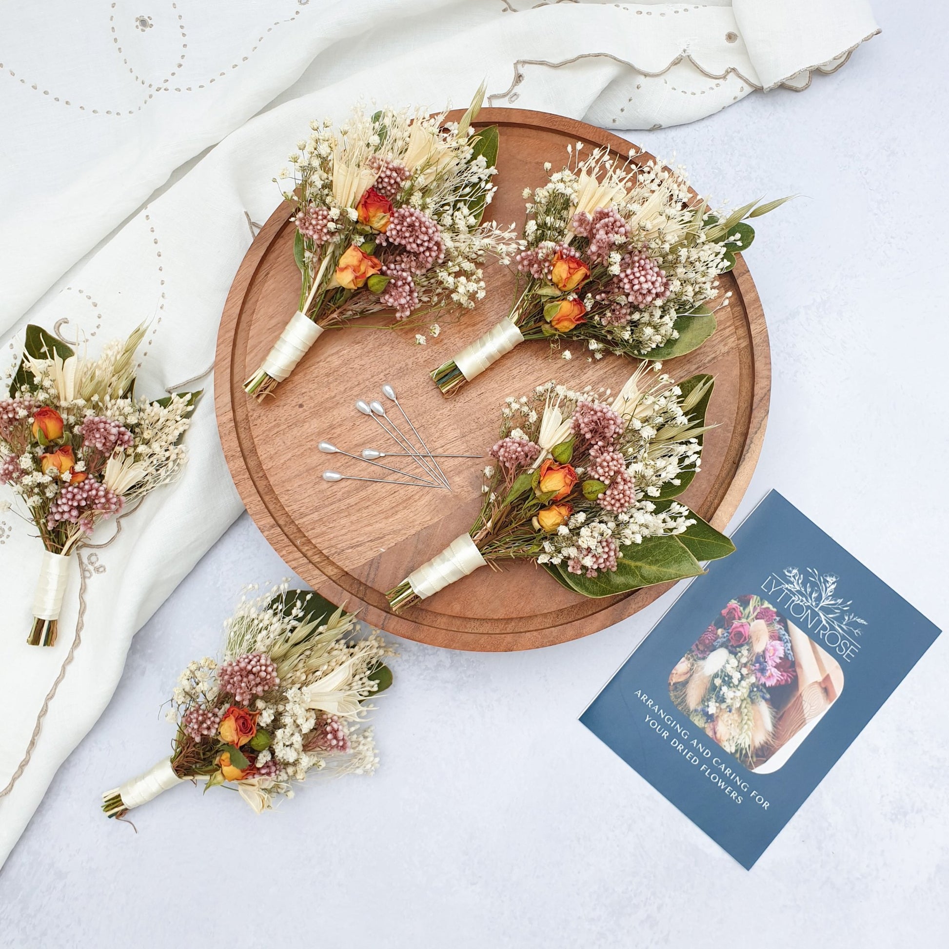"Snowdonia Sunrise" Dried Flower Buttonhole - Lytton Rose Botanical
