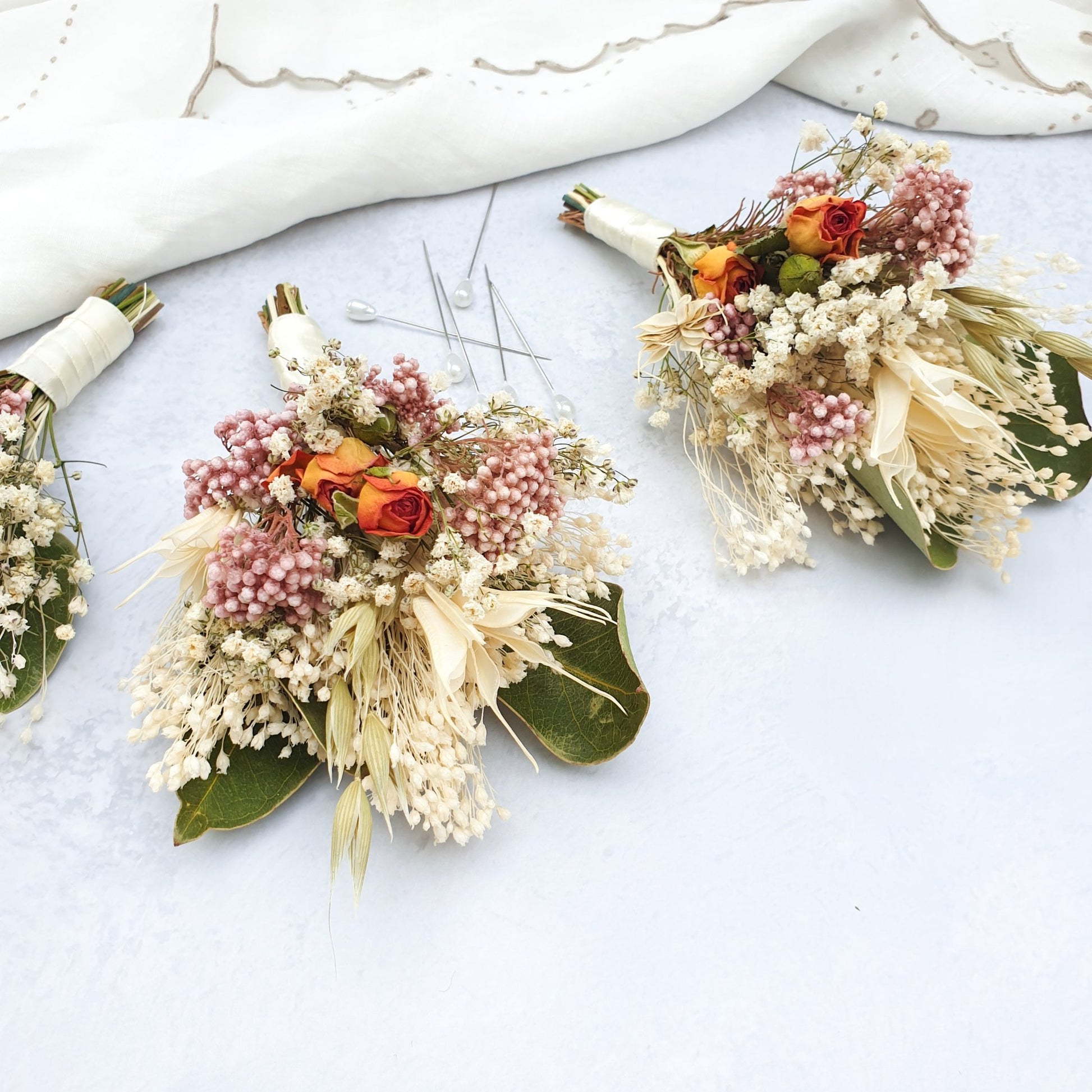 "Snowdonia Sunrise" Dried Flower Buttonhole - Lytton Rose Botanical