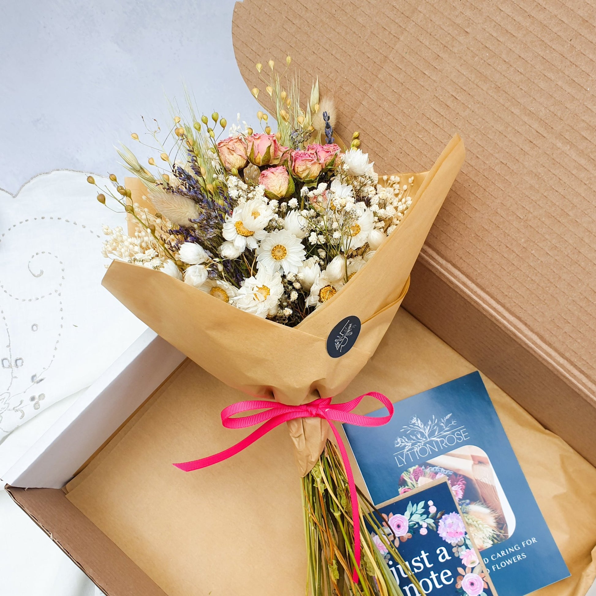"Cottage Garden" Mini Dried Flower Bouquet- Pink - Lytton Rose Botanical