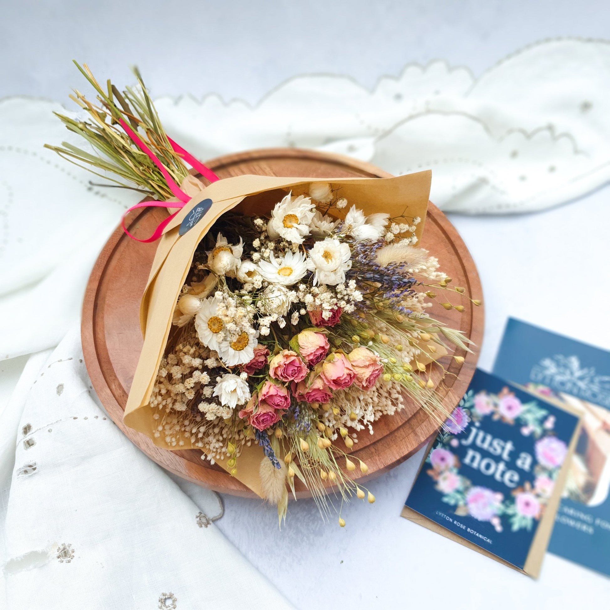 "Cottage Garden" Mini Dried Flower Bouquet- Pink - Lytton Rose Botanical
