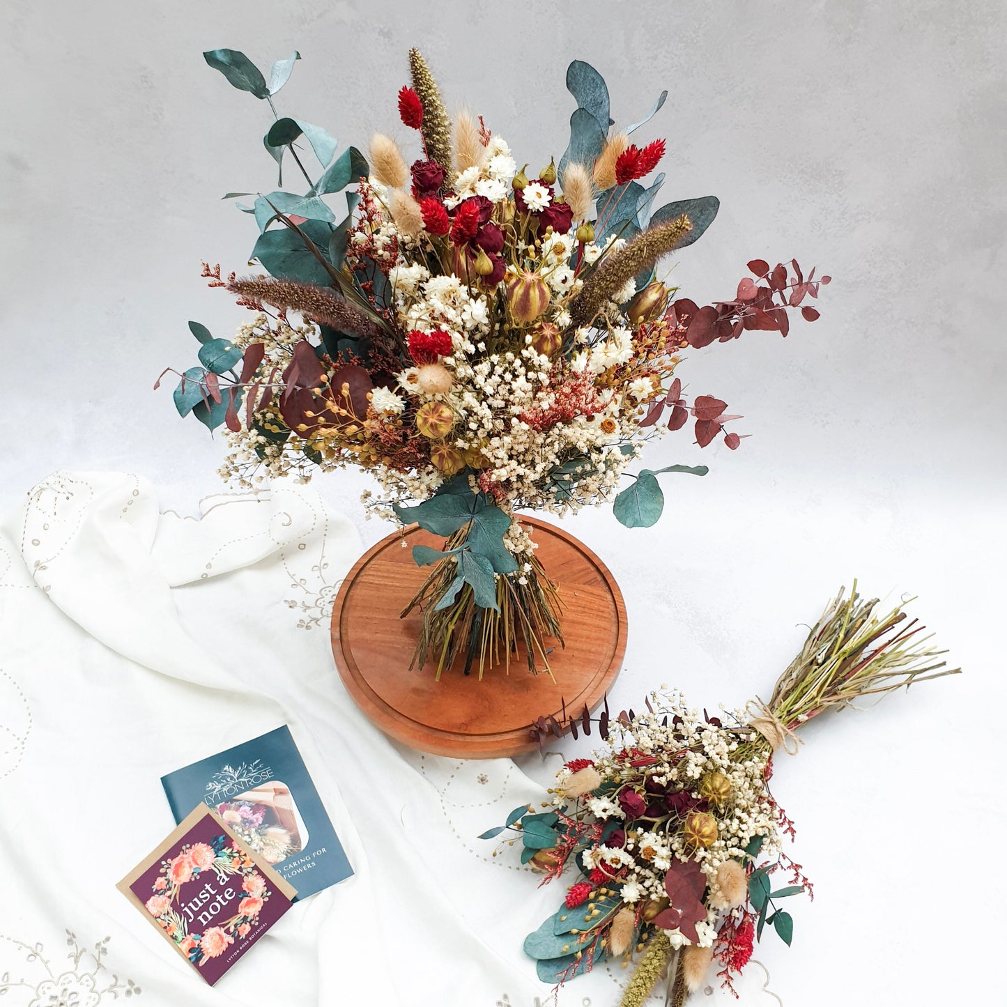 "Woodland Whispers" Preserved Eucalyptus & Dried Roses Small Bouquet