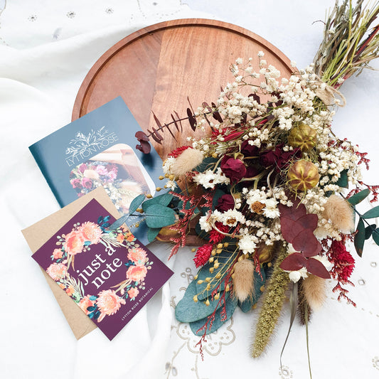 "Woodland Whispers" Preserved Eucalyptus & Dried Roses Small Bouquet