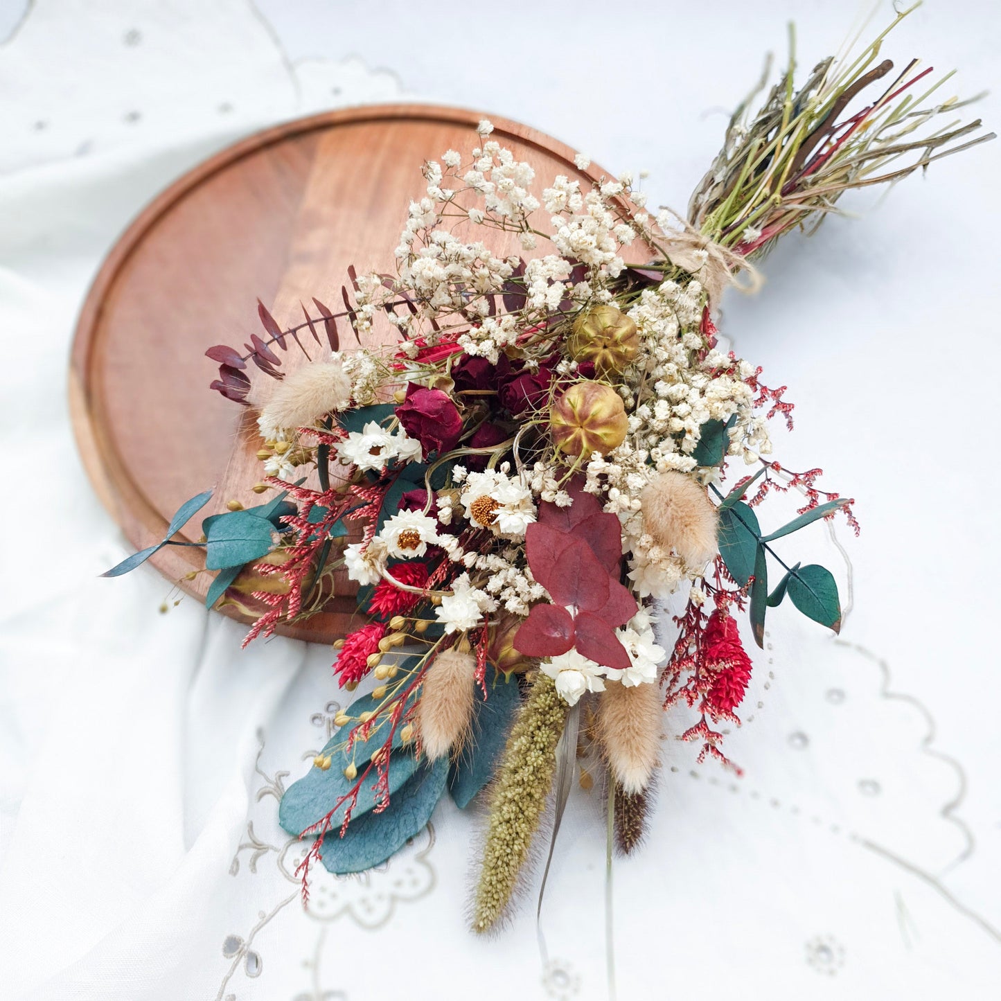 "Woodland Whispers" Preserved Eucalyptus & Dried Roses Small Bouquet