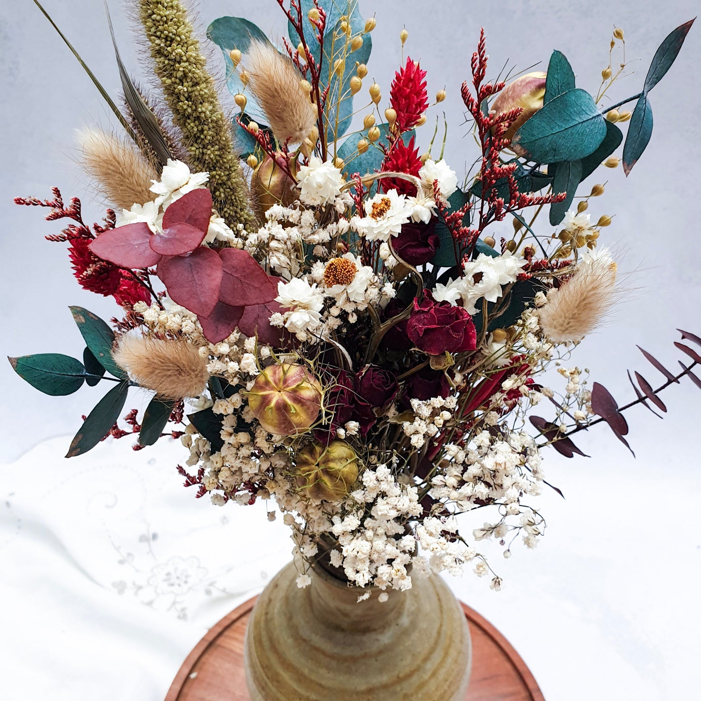 "Woodland Whispers" Preserved Eucalyptus & Dried Roses Small Bouquet