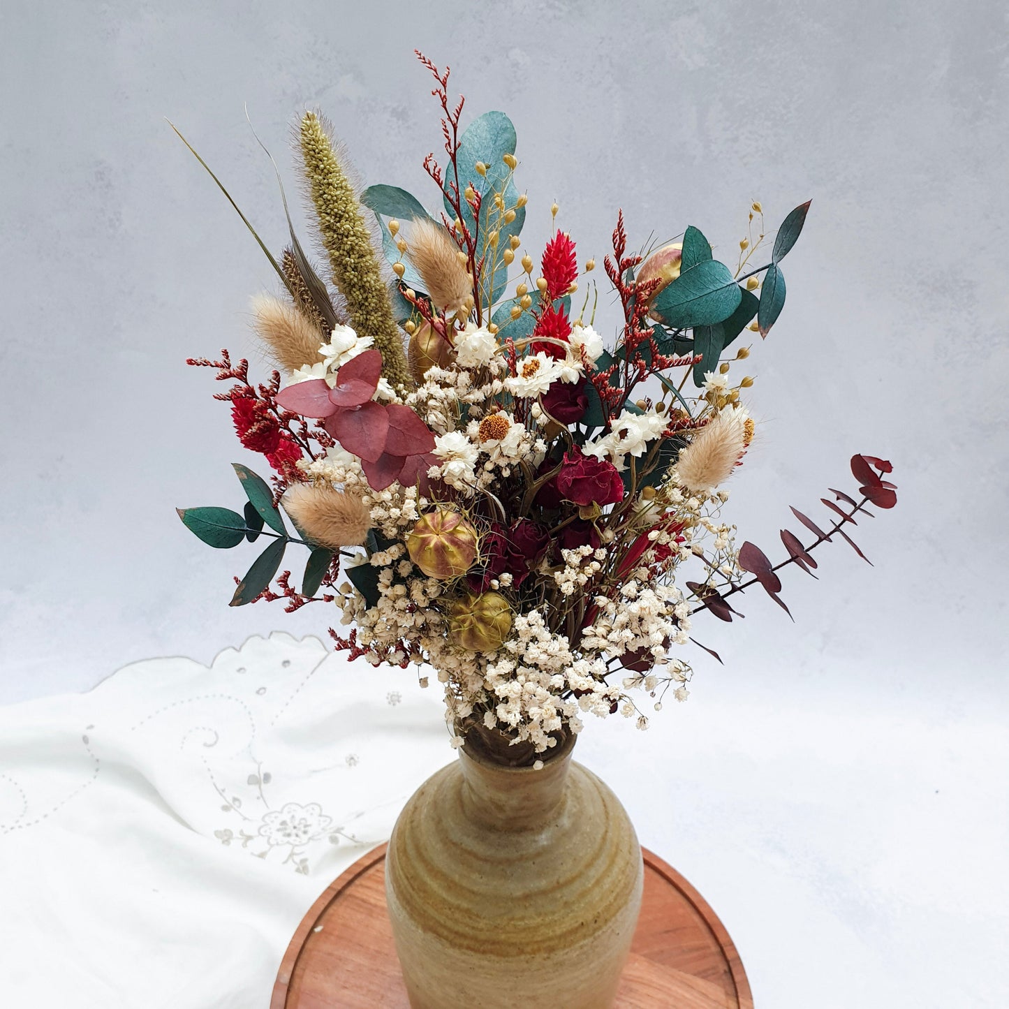 "Woodland Whispers" Preserved Eucalyptus & Dried Roses Small Bouquet