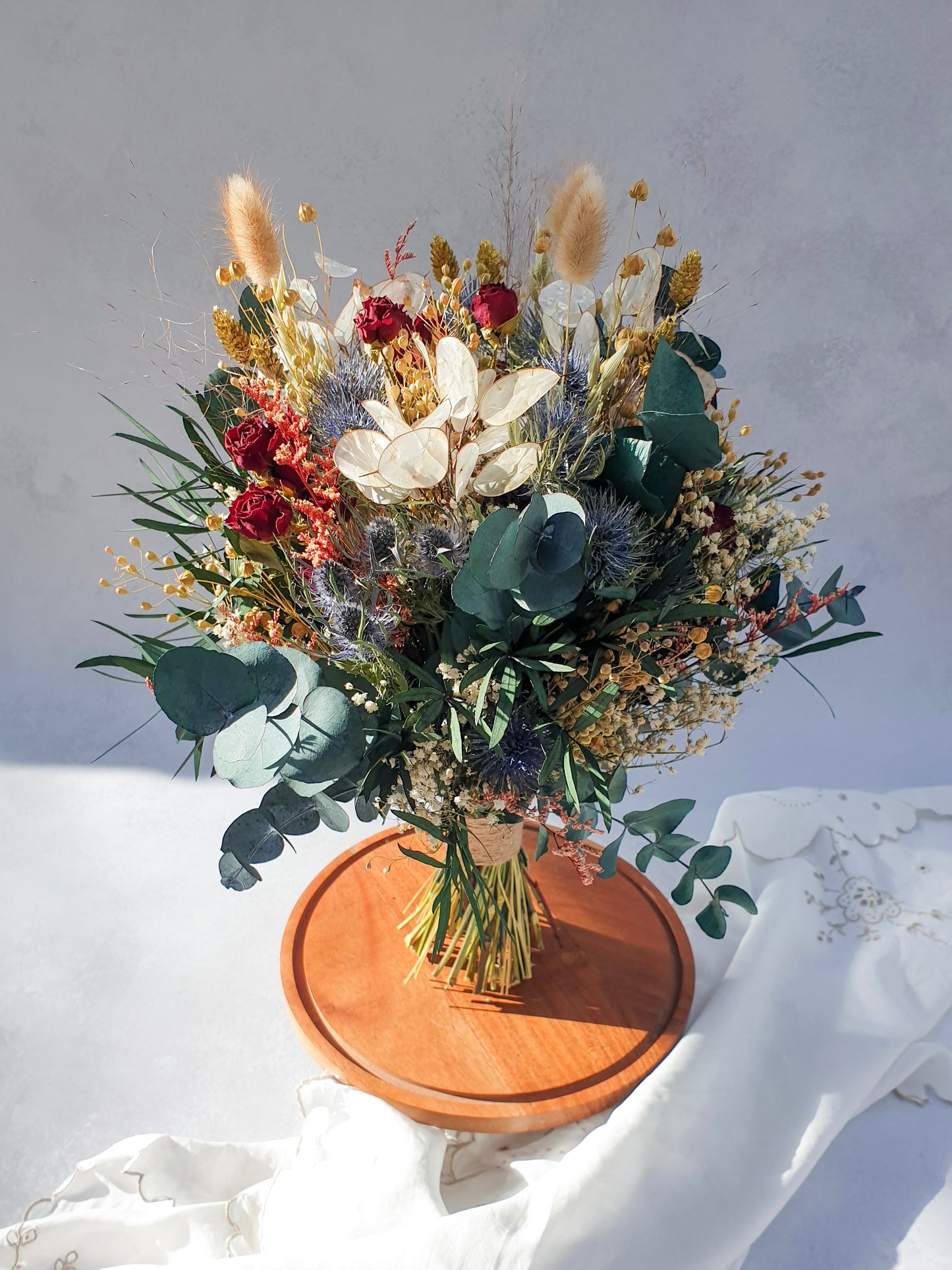 "Winter Roses" Dried and Preserved Rose, Thistle and Foliage Bouquet