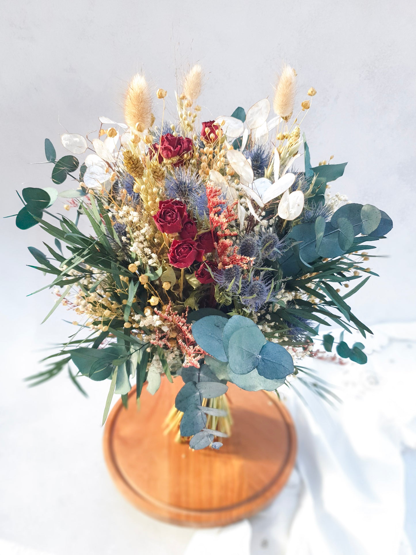 "Winter Roses" Dried and Preserved Rose, Thistle and Foliage Bouquet