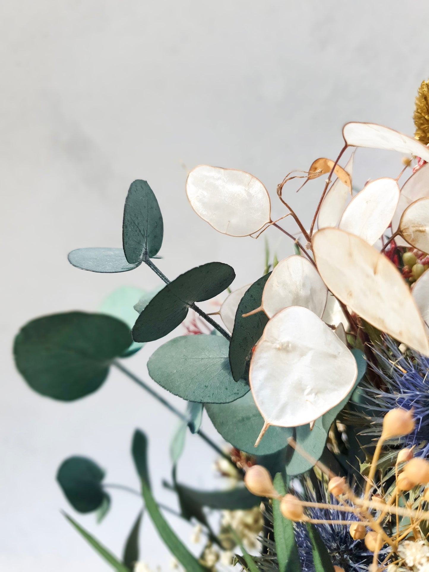 "Winter Roses" Dried and Preserved Rose, Thistle and Foliage Bouquet